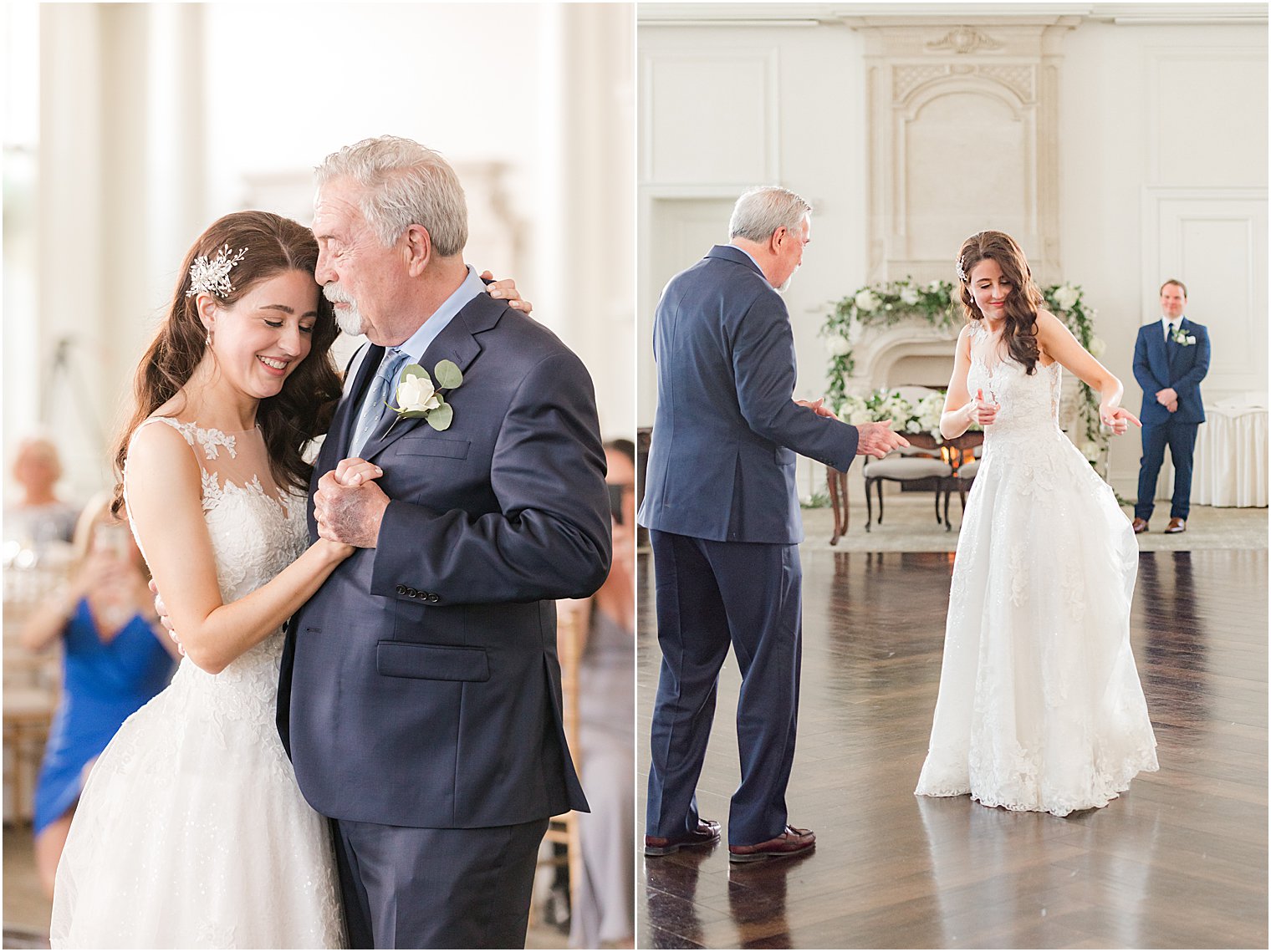 bride dances with father during East Brunswick, NJ wedding reception 