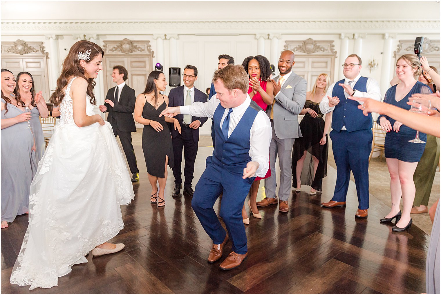 newlyweds dance during East Brunswick, NJ wedding reception 