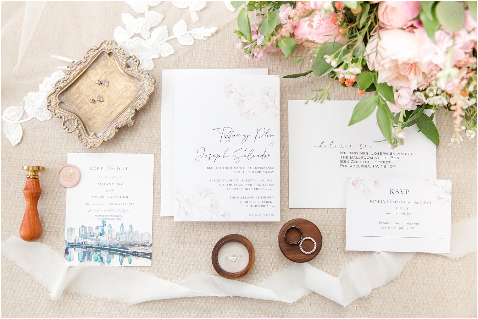 stationery set for classic Philly PA wedding day