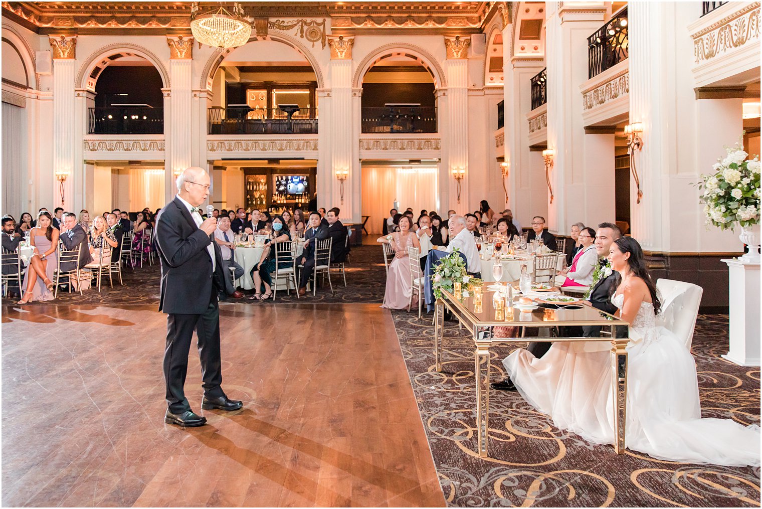 father reads speech to bride and groom at the Ballroom at the Ben