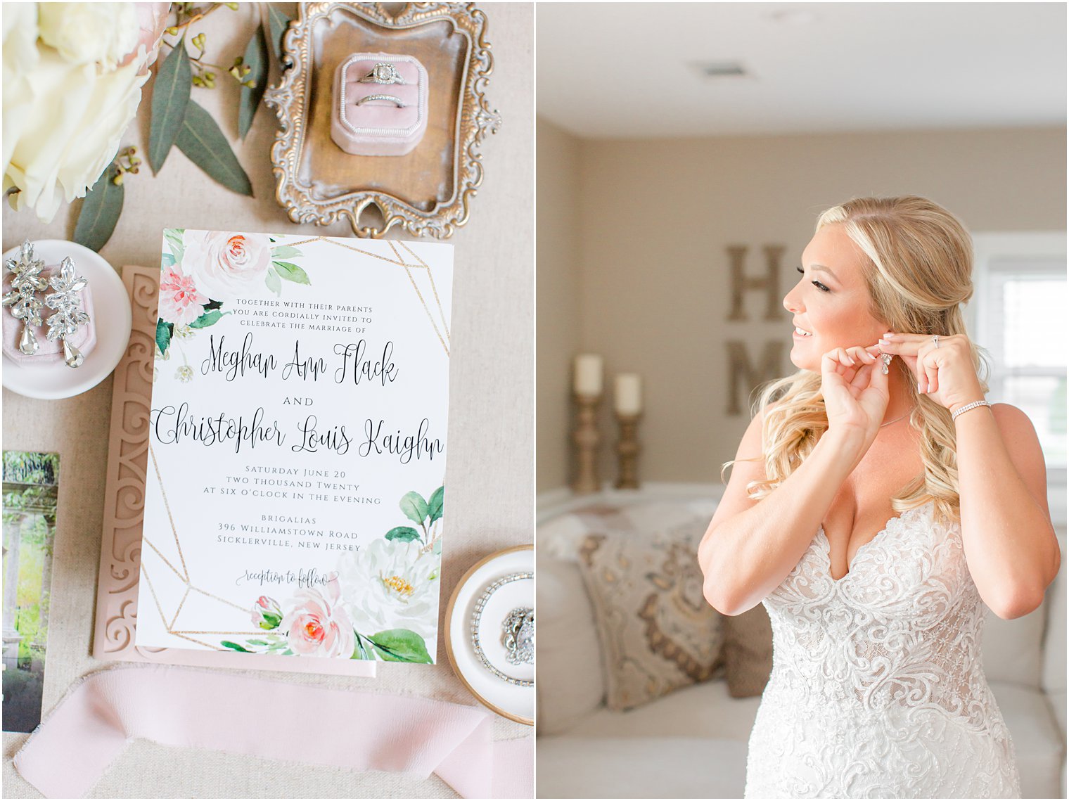bride prepares for New Jersey wedding at home 