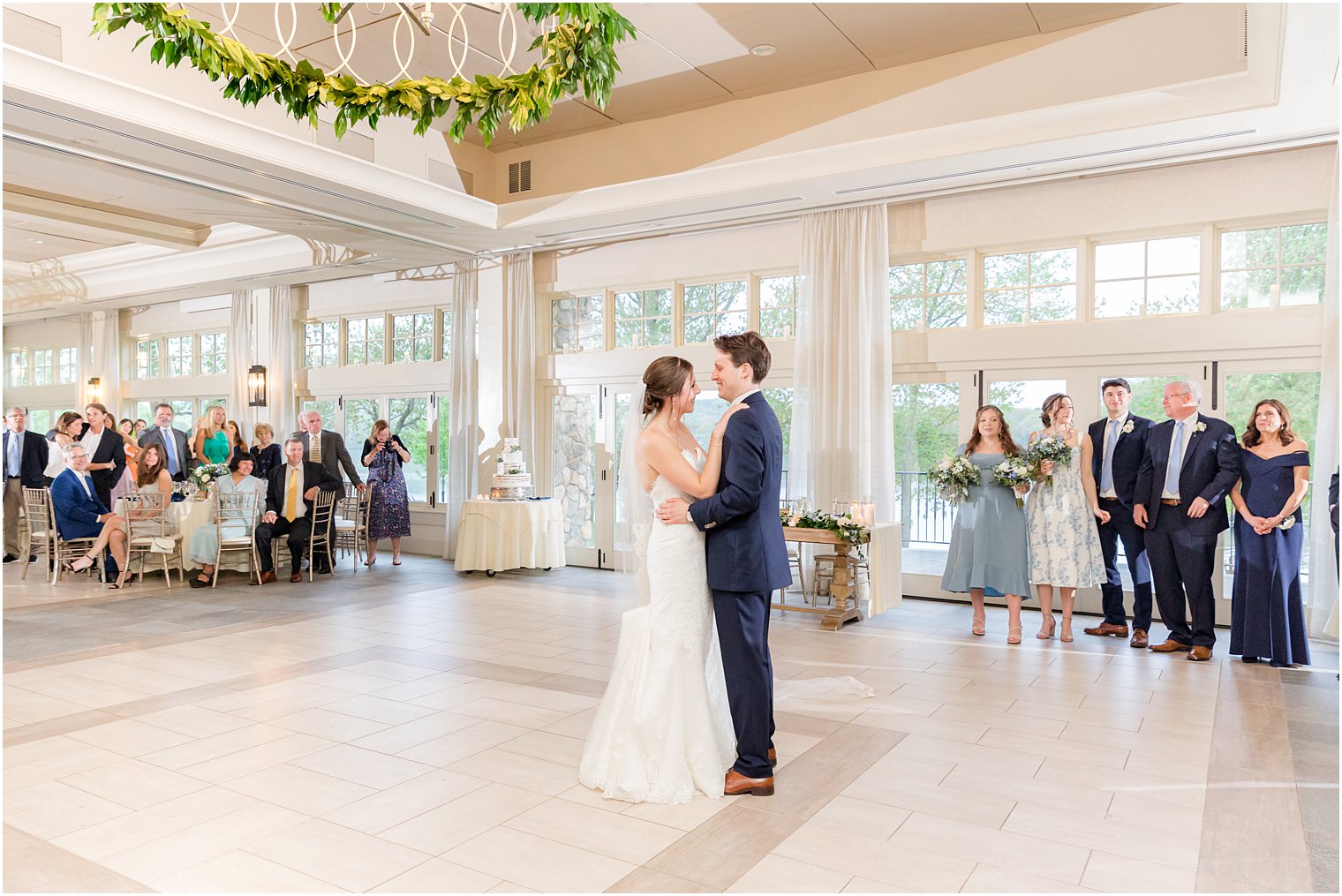 newlyweds dance in ballroom at Indian Trail Club