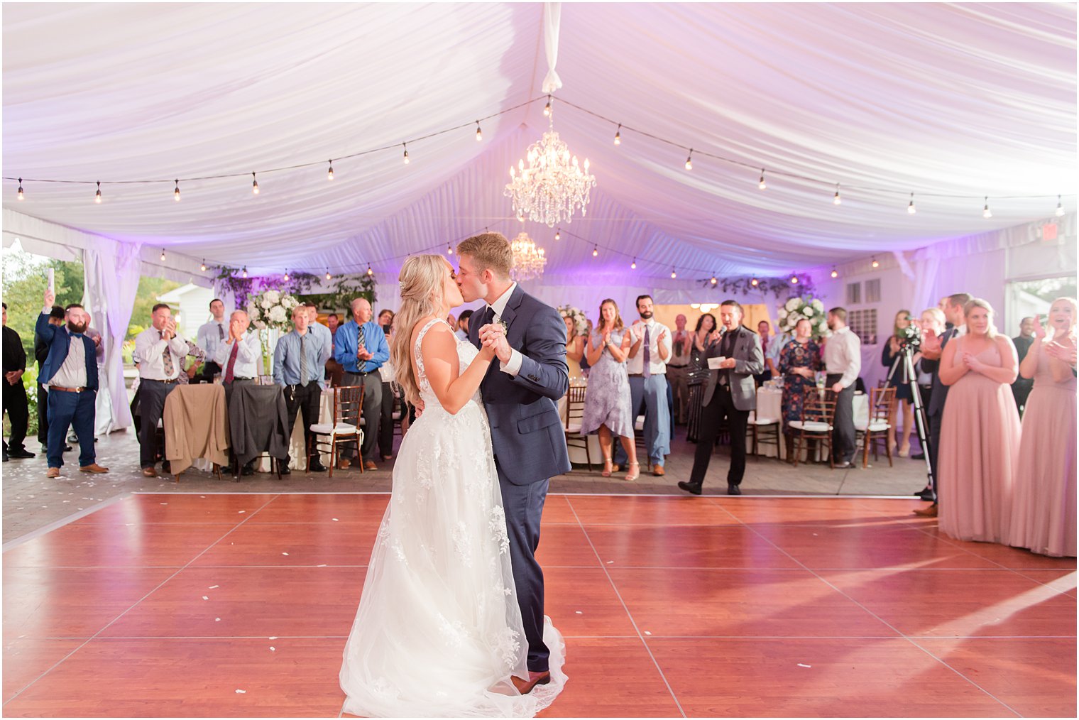 newlyweds dance under tent in Frogbridge NJ 
