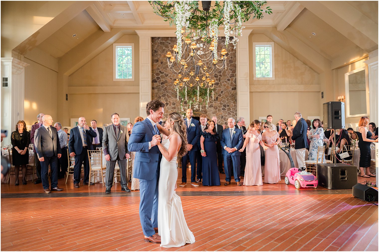 bride and groom have first dance during Whitehouse Station NJ wedding reception
