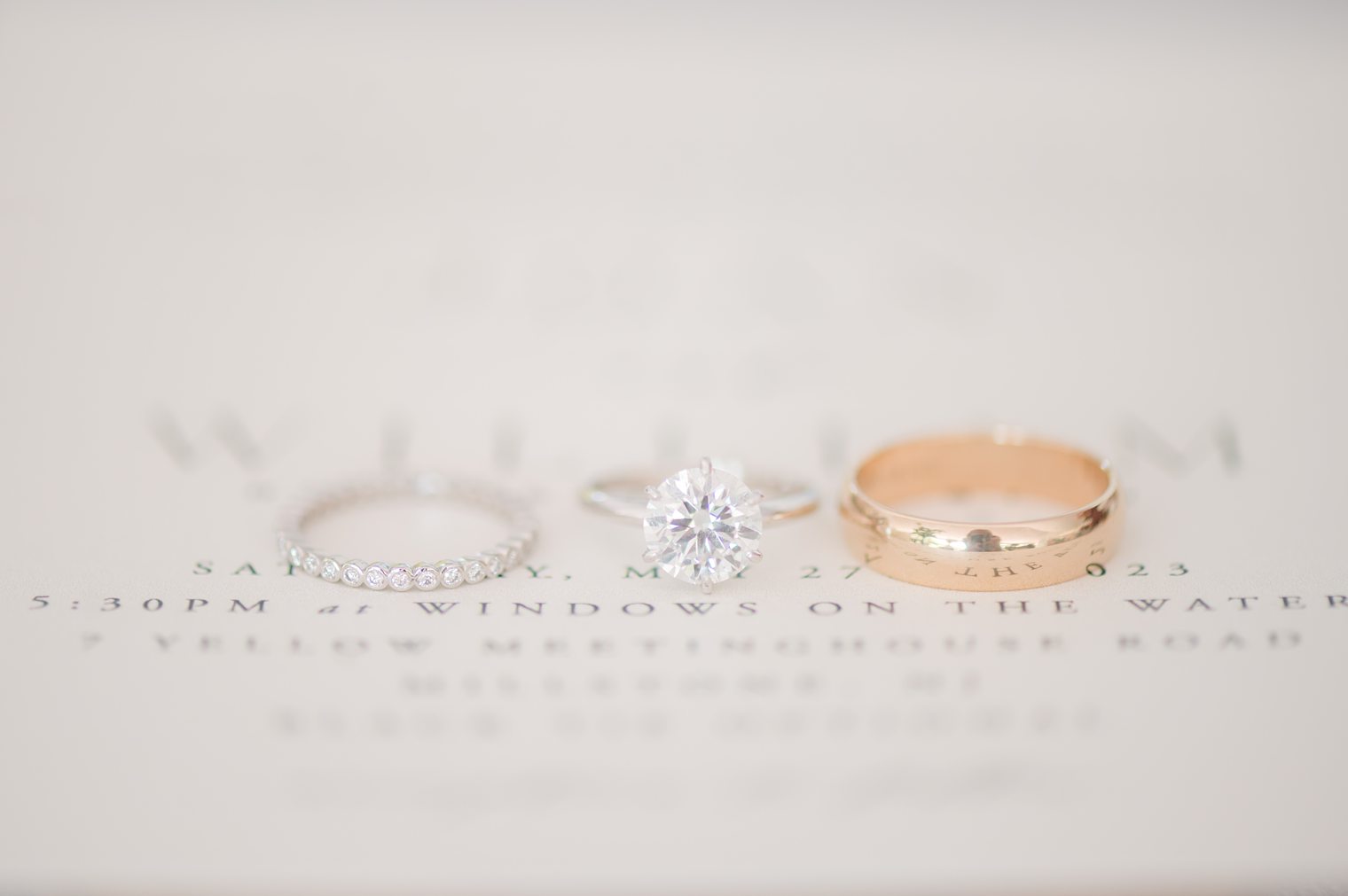 engagement and wedding rings for couple