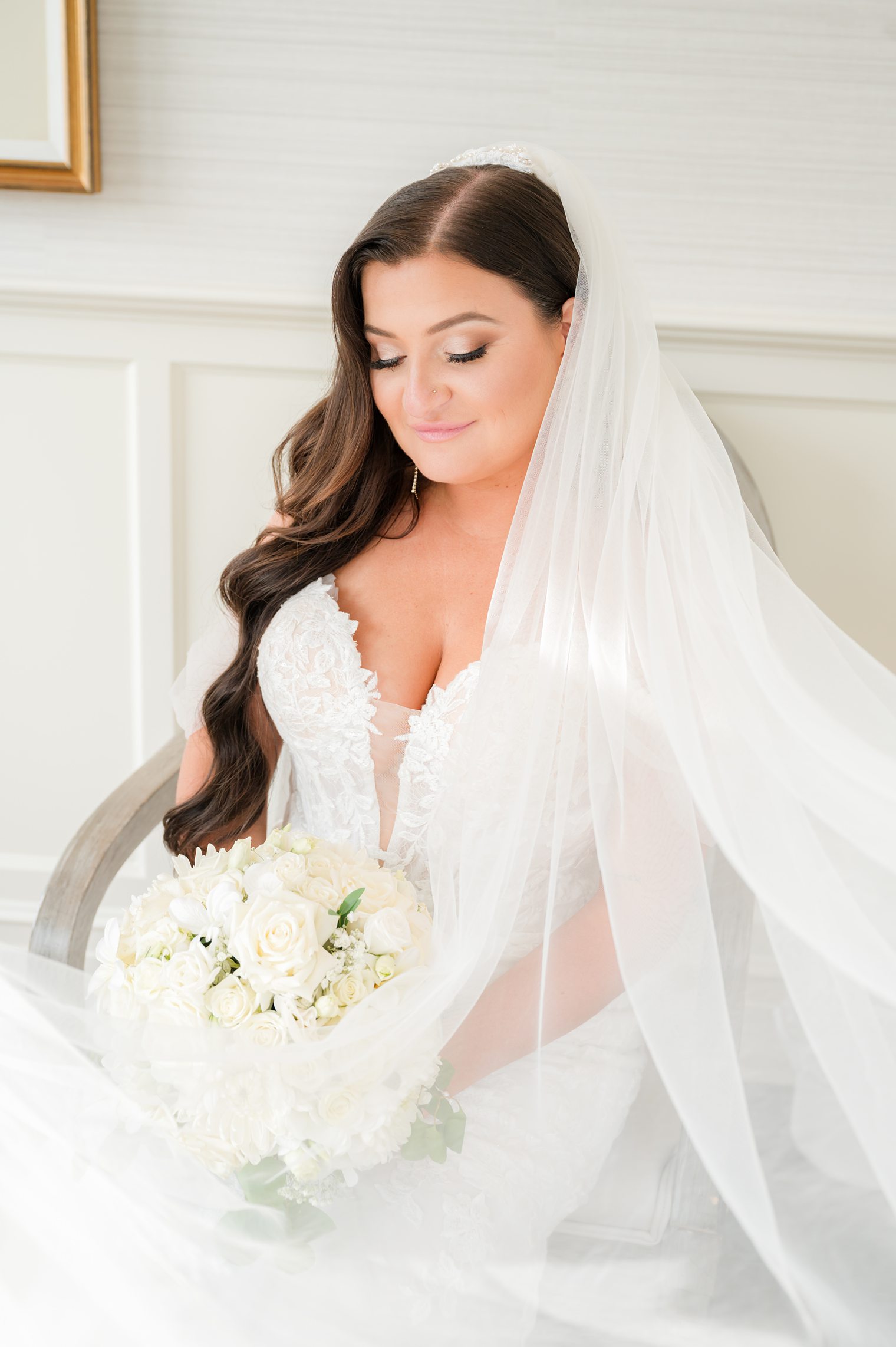 bride showing her bridal beauty at The Mill Lakeside Manor