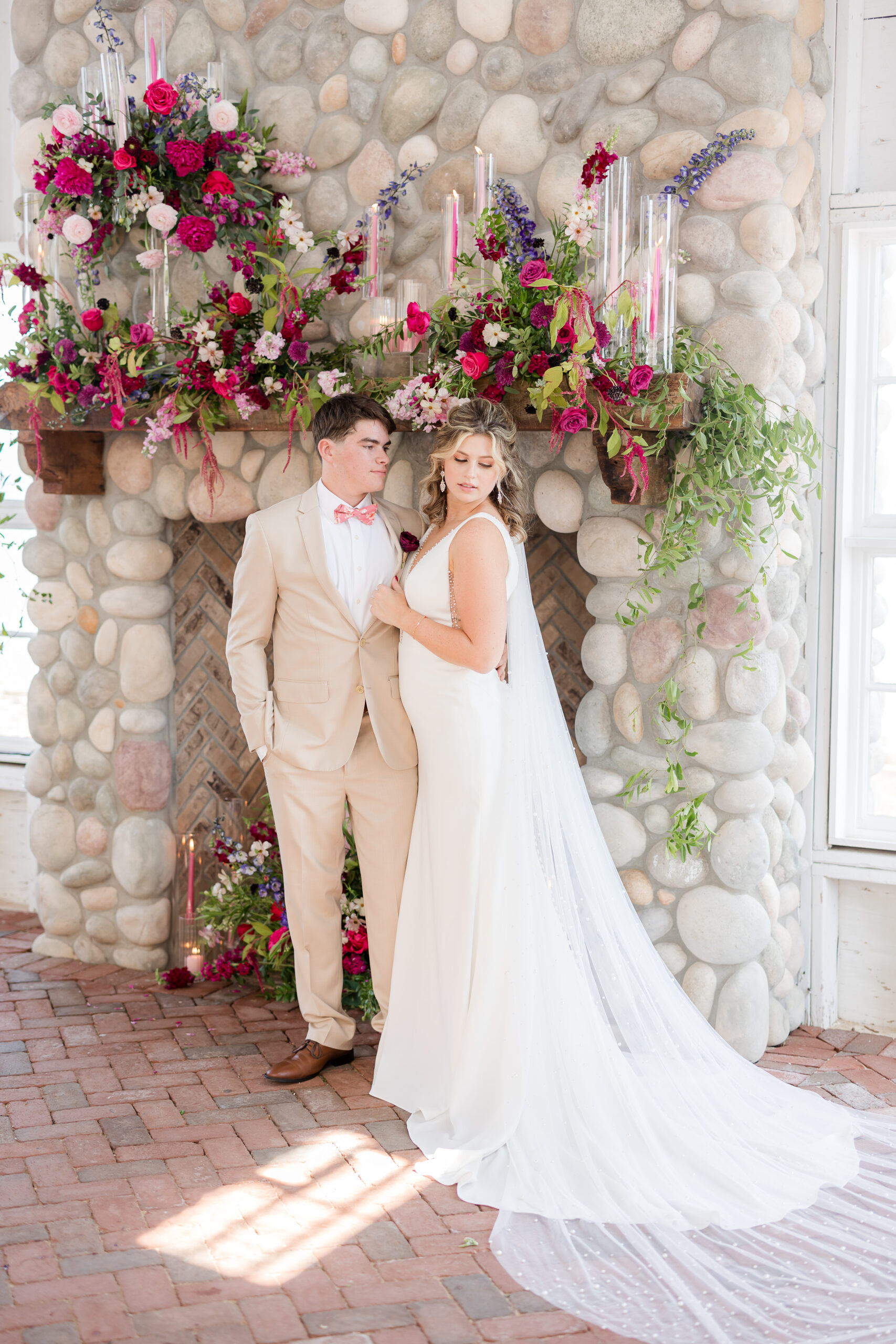 Couple posing for the wedding shoot
