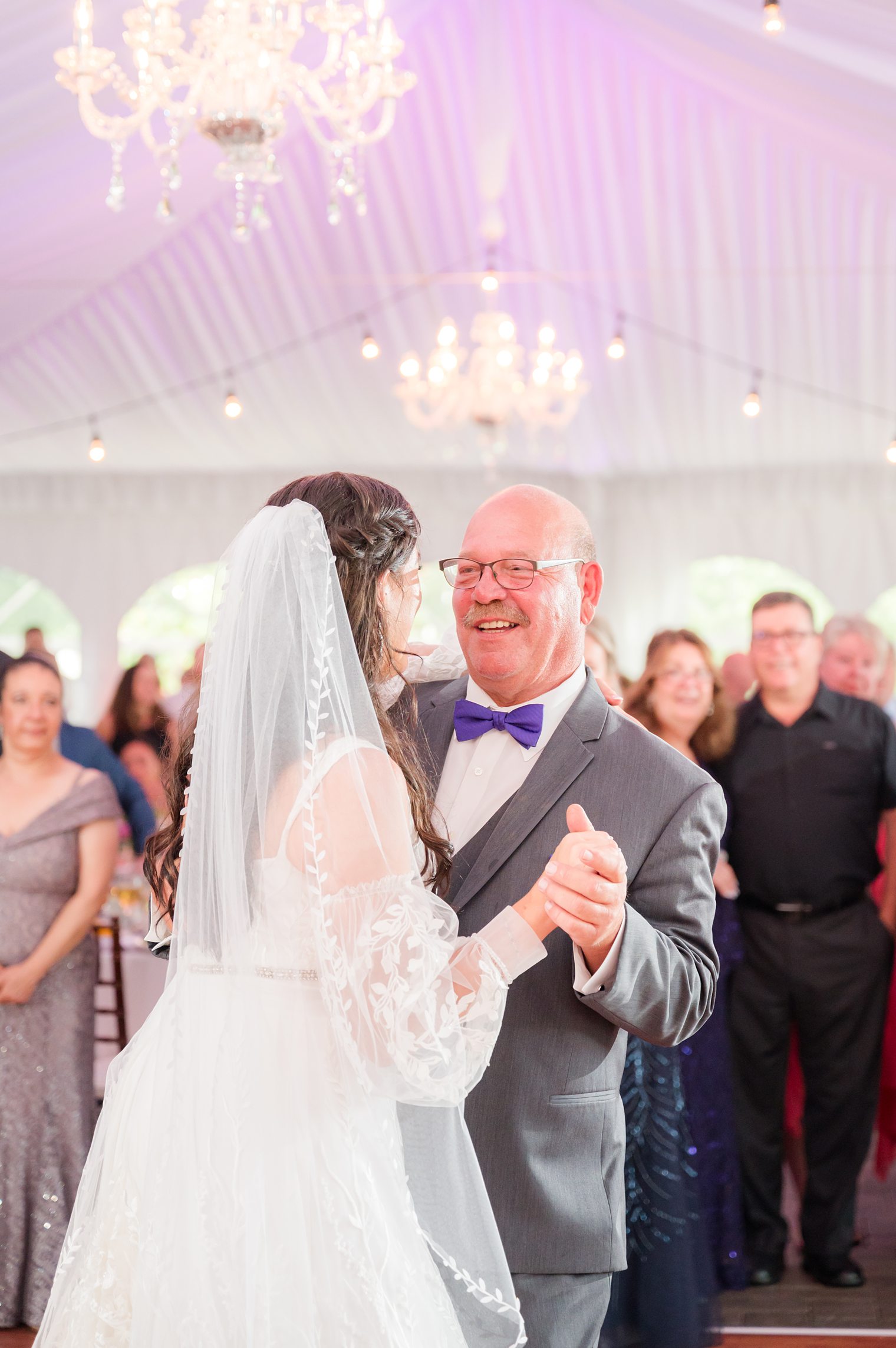 Brides dancing with her father for the first time as Mrs at Windows on the Water Frogbridge