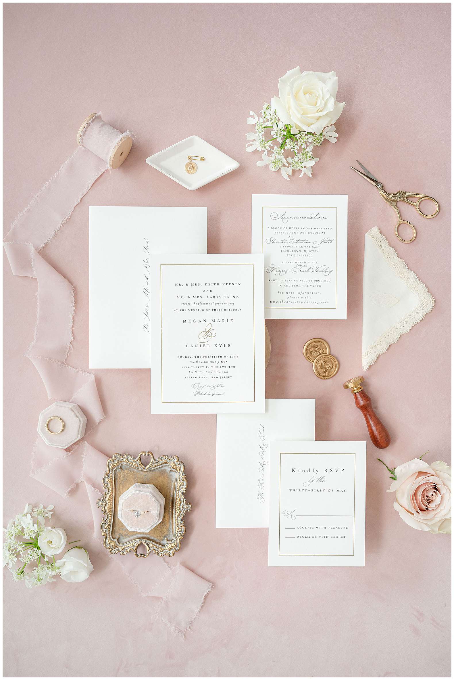 flatlay of wedding invitation by Minted