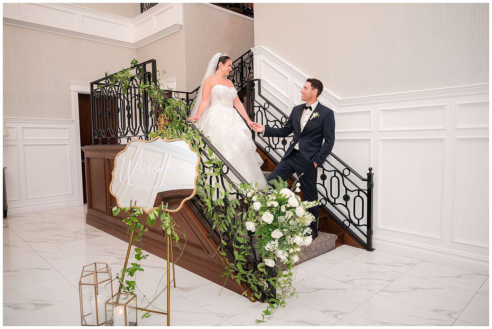 indoor portraits of bride and groom at The Mill Lakeside Manor in Spring Lake, NJ