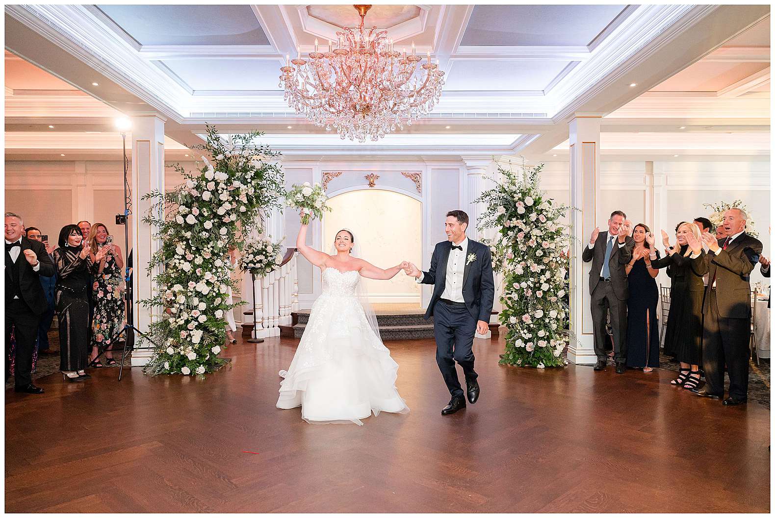 bride and groom enter reception room at The Mill Lakeside Manor in Spring Lake, NJ