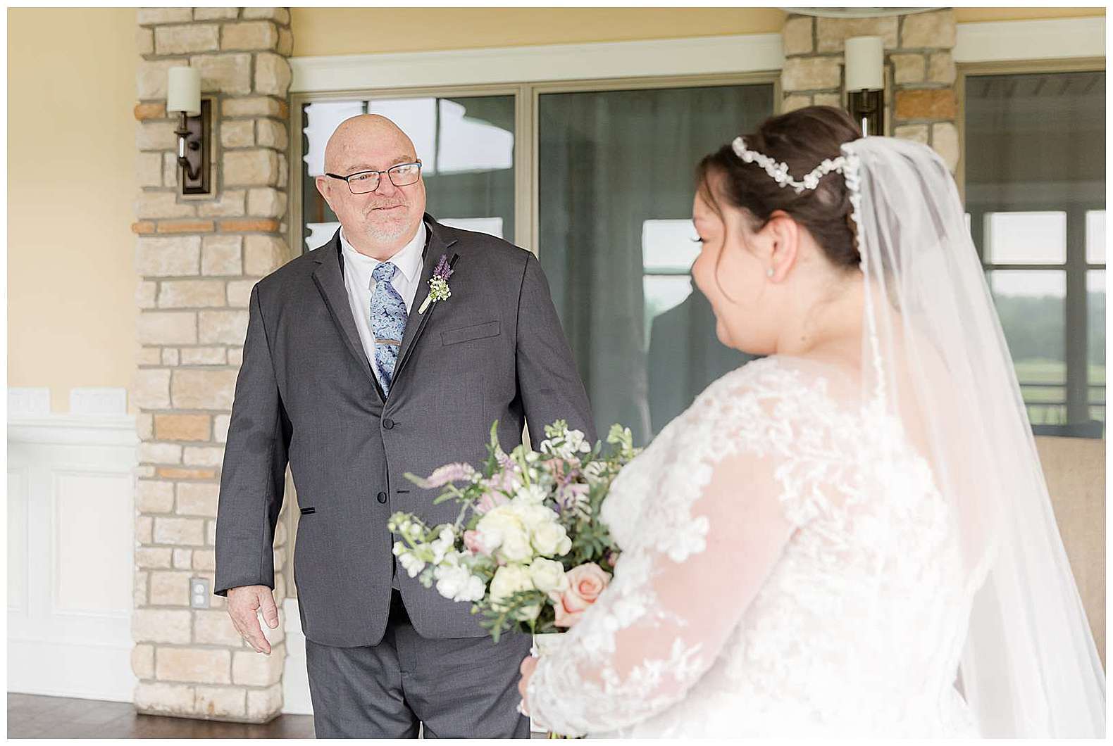 groom first look at Scotland Run wedding in Williamstown, NJ