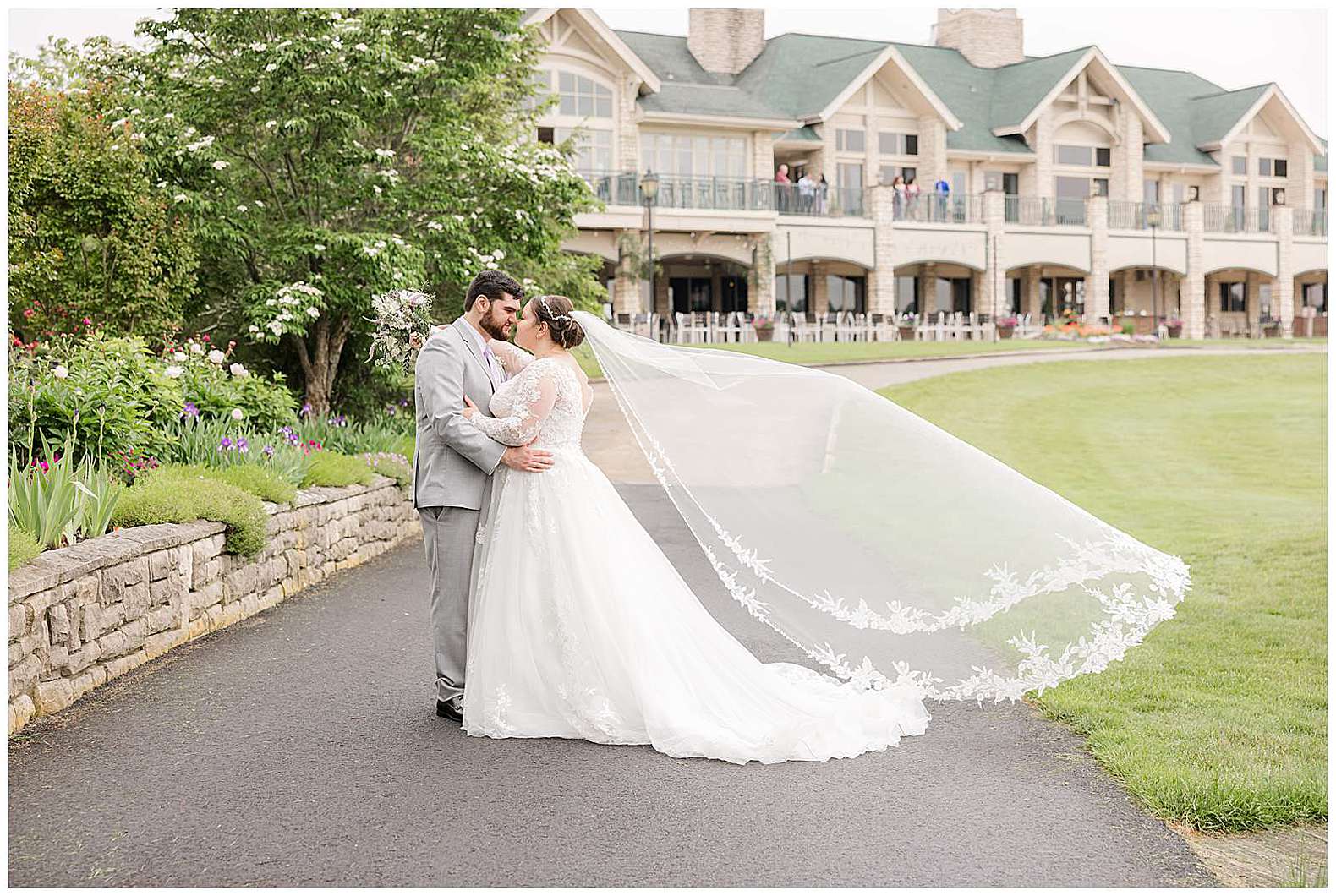 bride and groom portrait at Scotland Run wedding in Williamstown, NJ