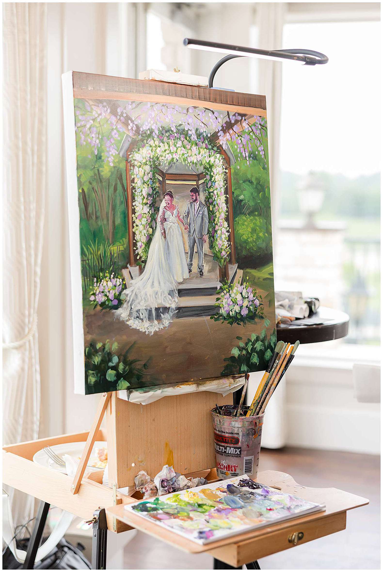 wedding painting at Scotland Run wedding in Williamstown, NJ