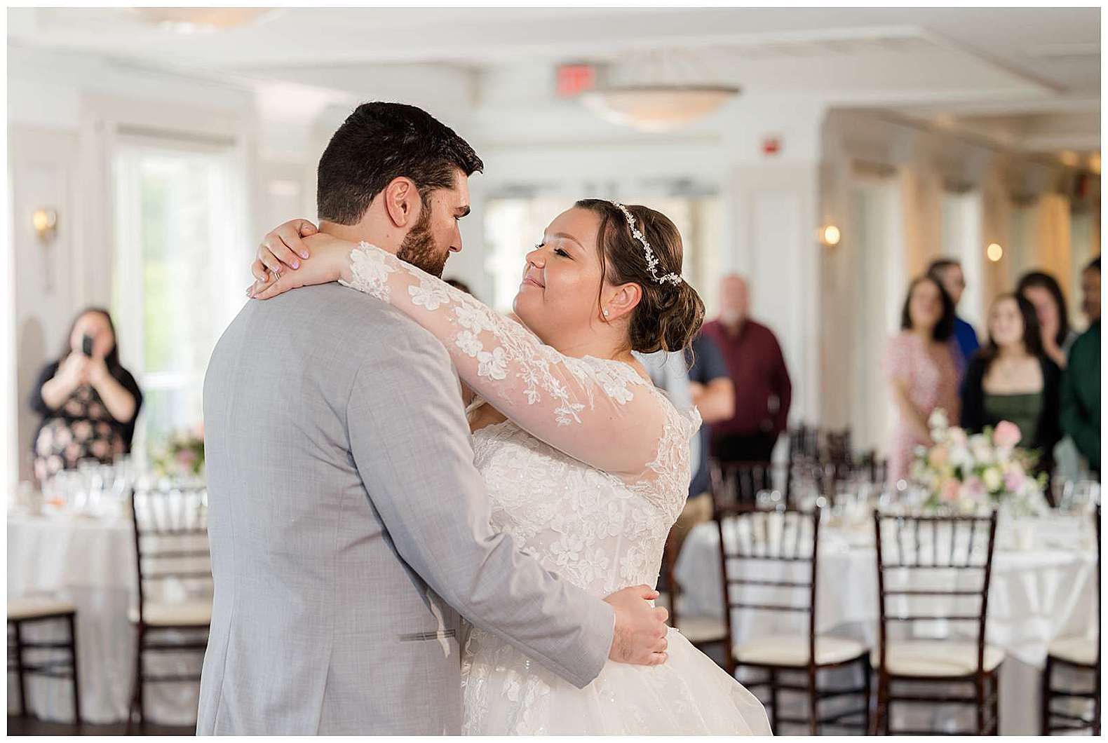 bride and groom dancing at Scotland Run wedding in Williamstown, NJ