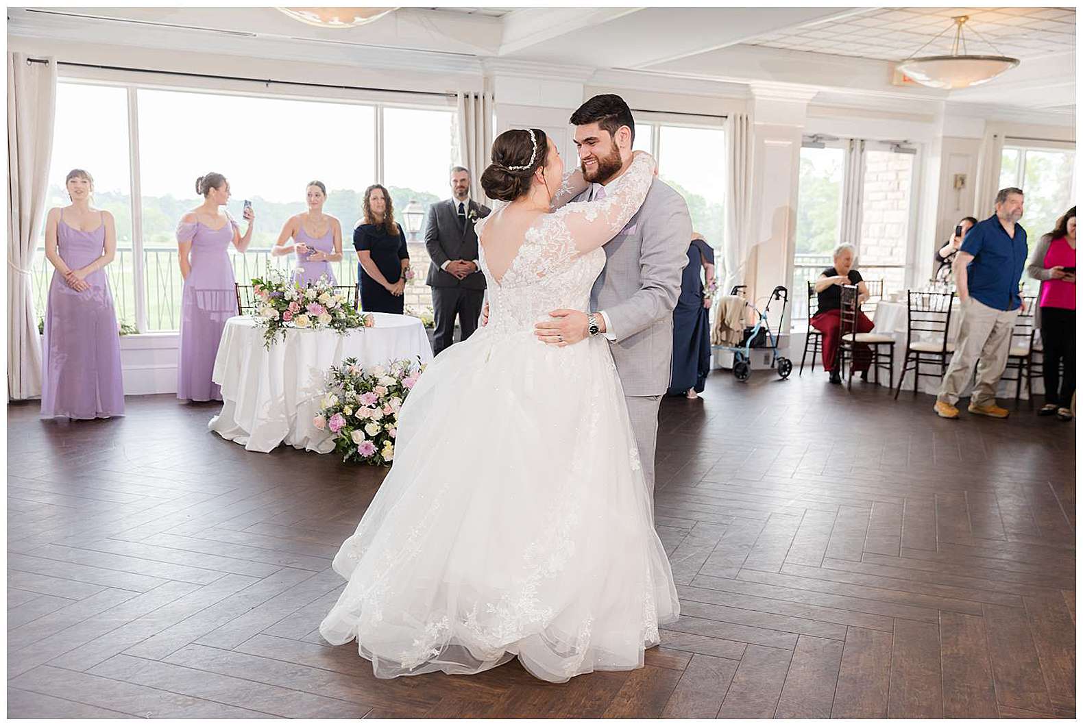 bride and groom dancing at Scotland Run wedding in Williamstown, NJ