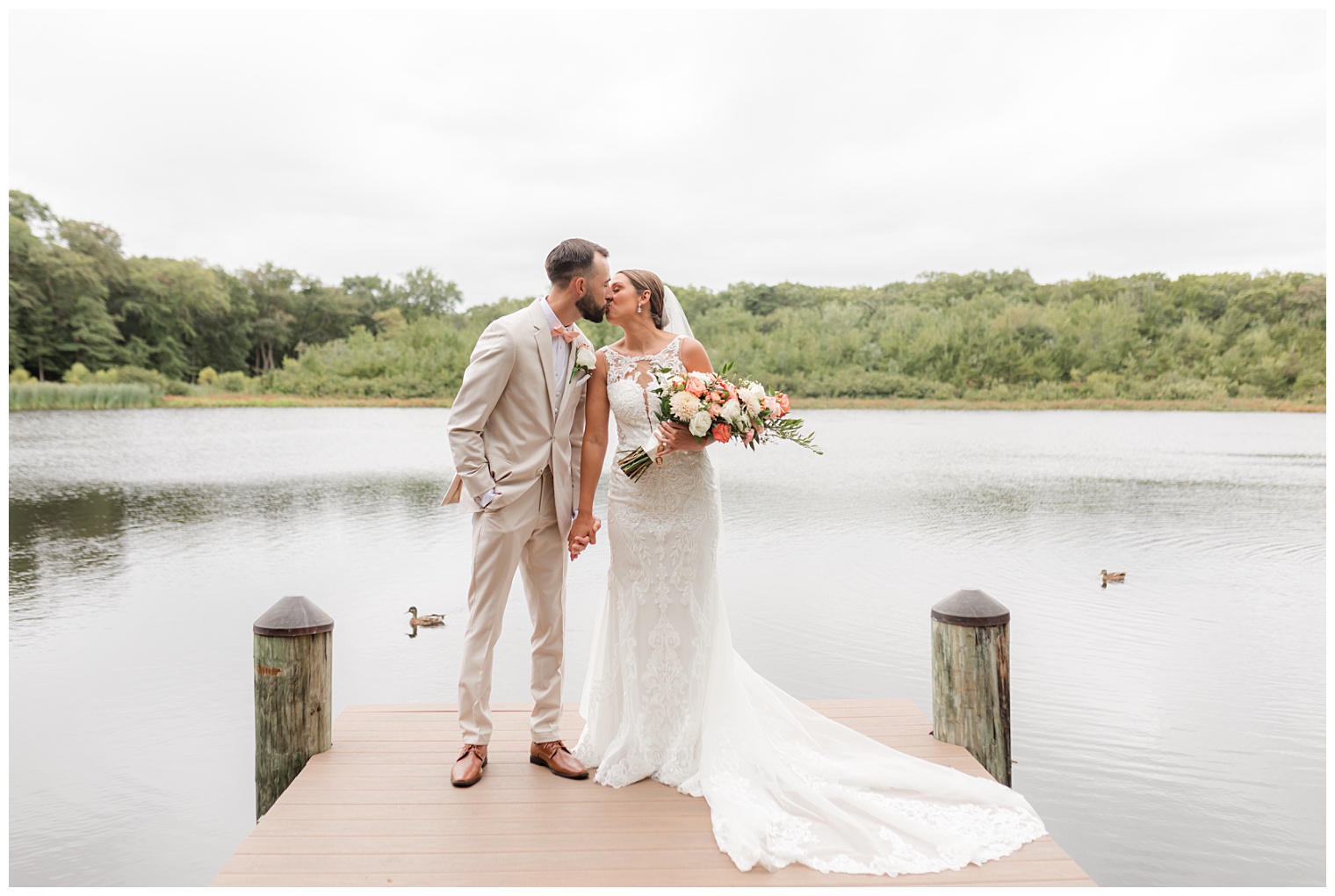 bride and groom kissing