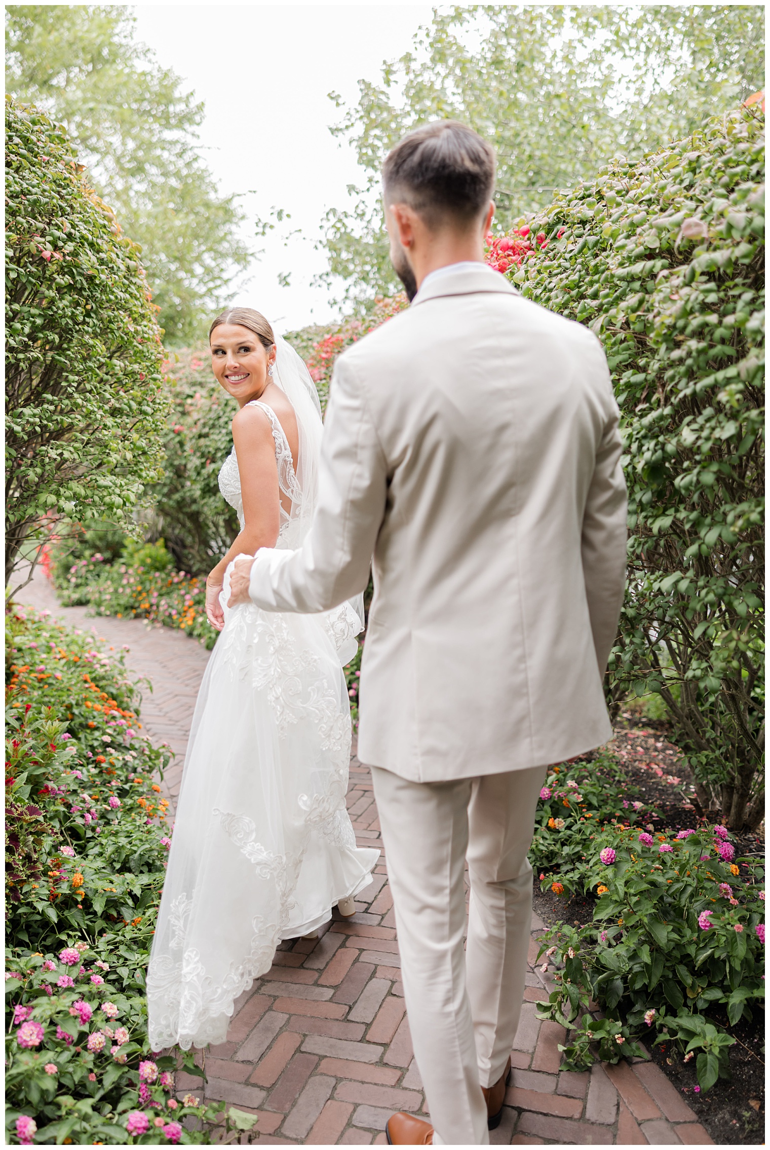 bride and groom walking