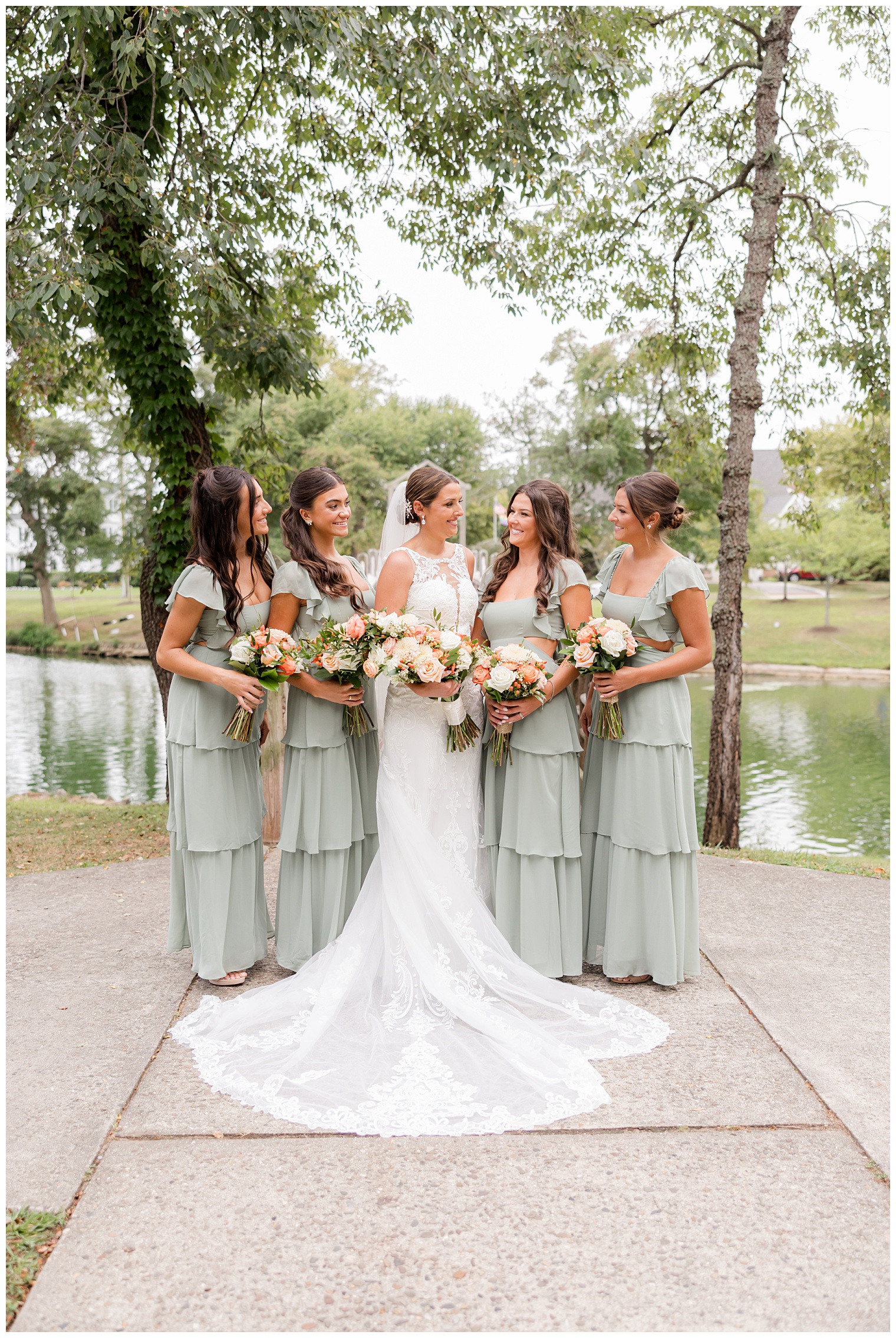 bride with her bridesmaids