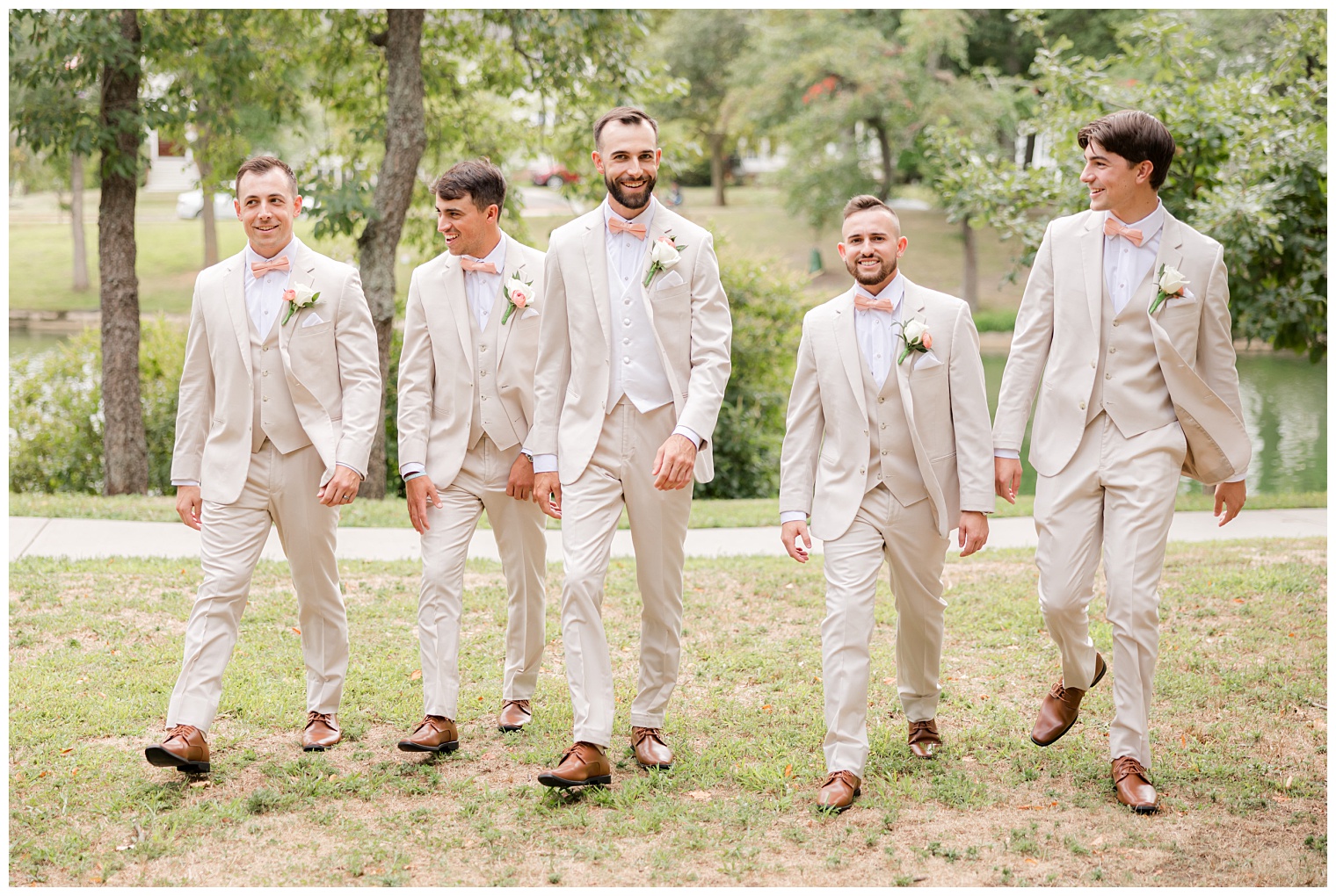 groom walking with his groomsmen