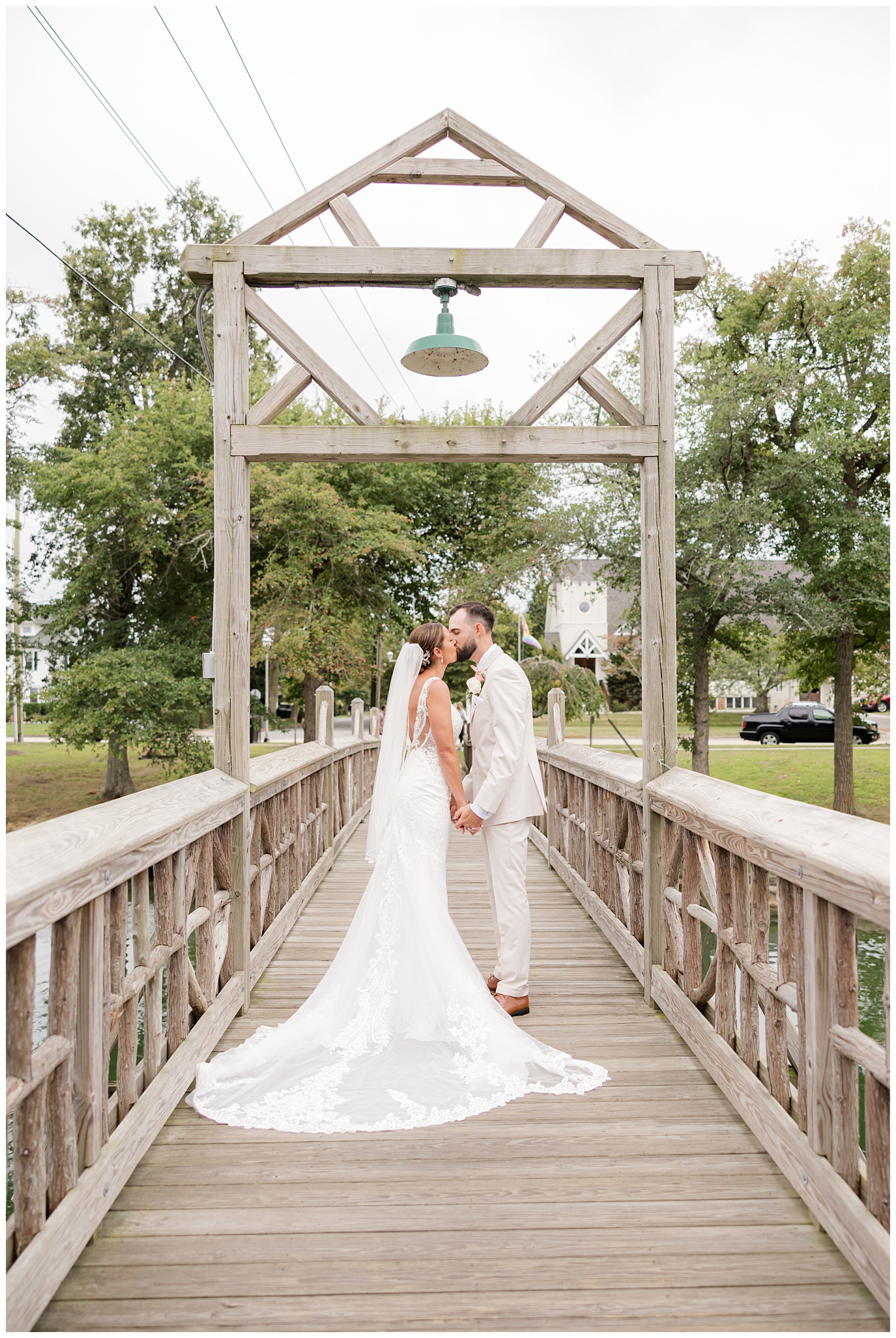 bride and groom kissing
