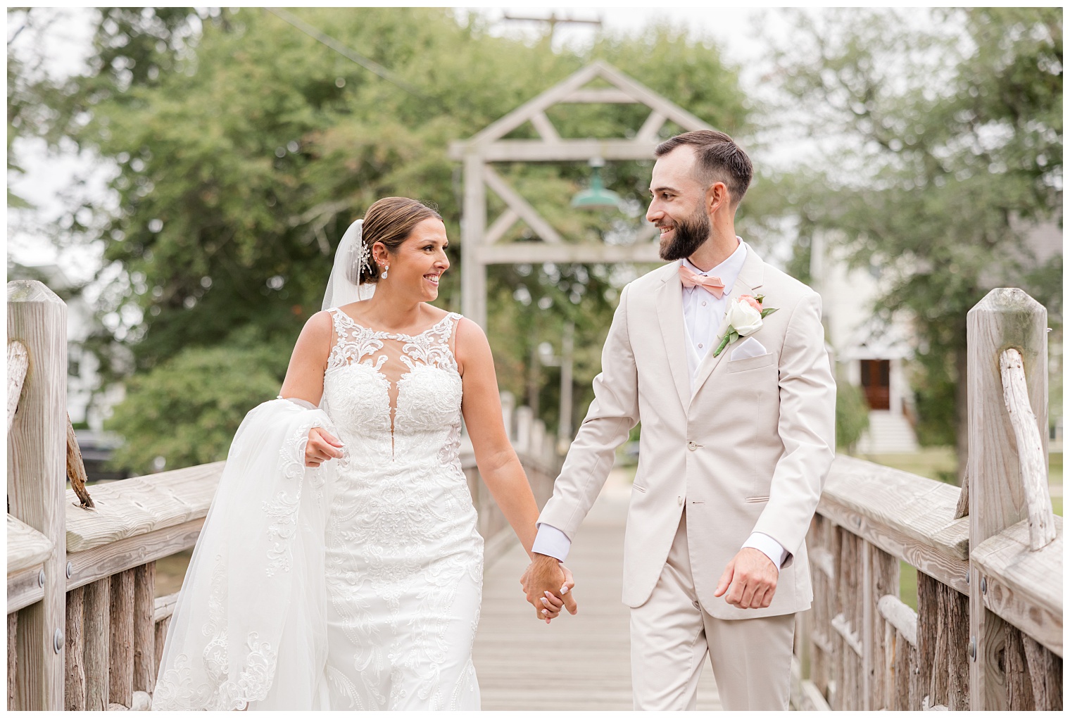 bride and groom walking