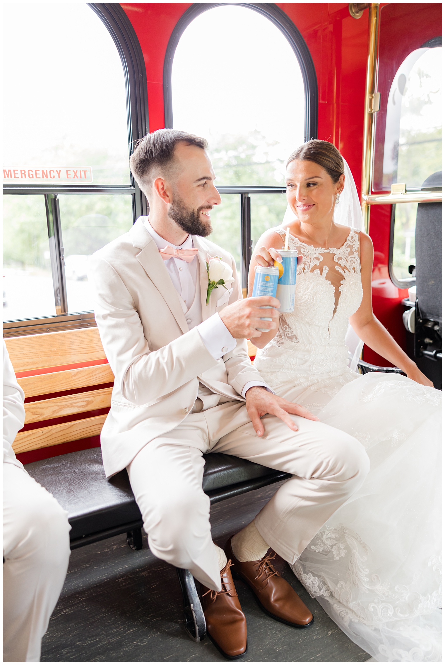 bride and groom celebrating