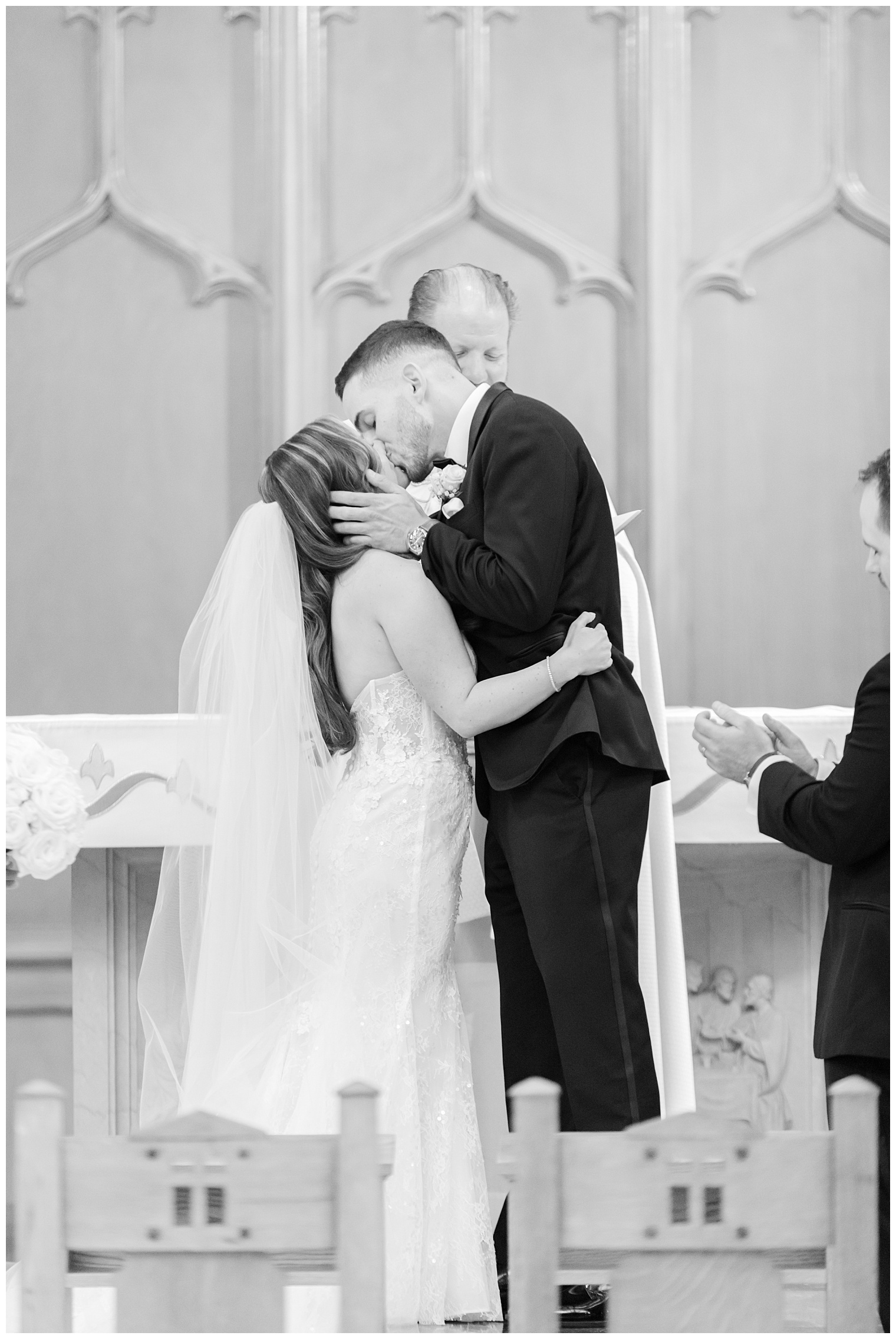 husband and wife kissing