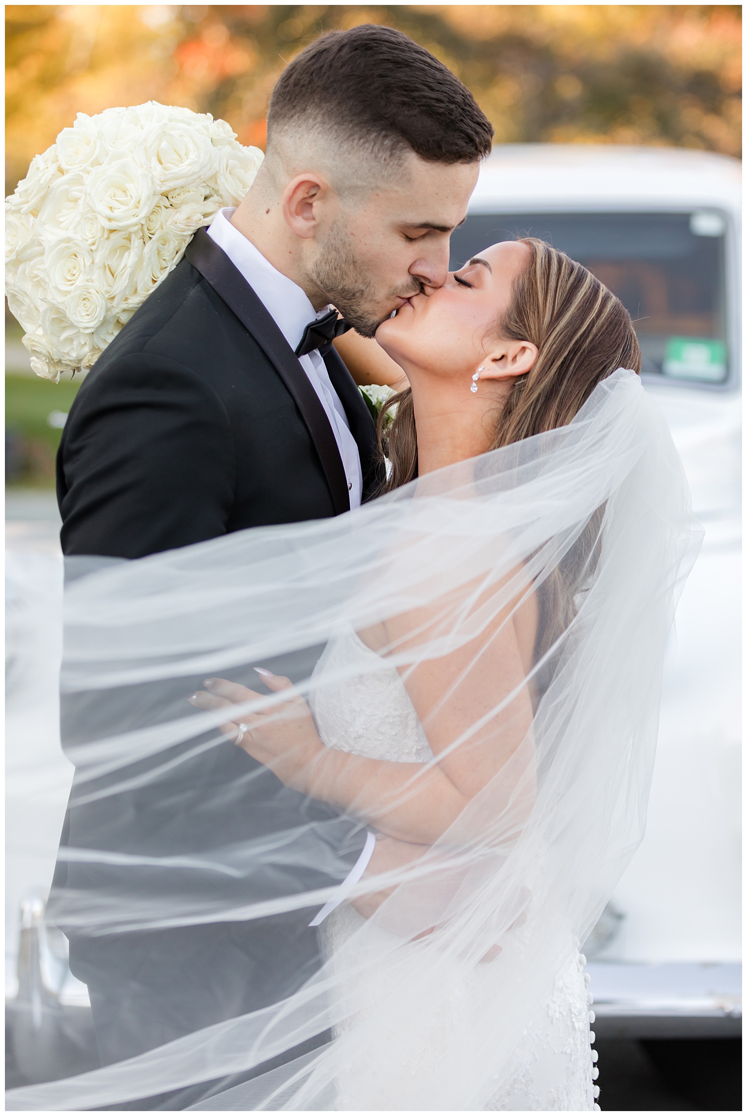 bride and groom kissing