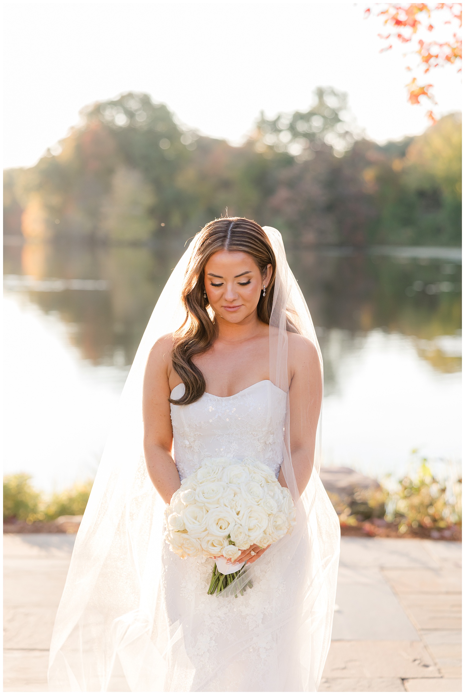 bride near the lake