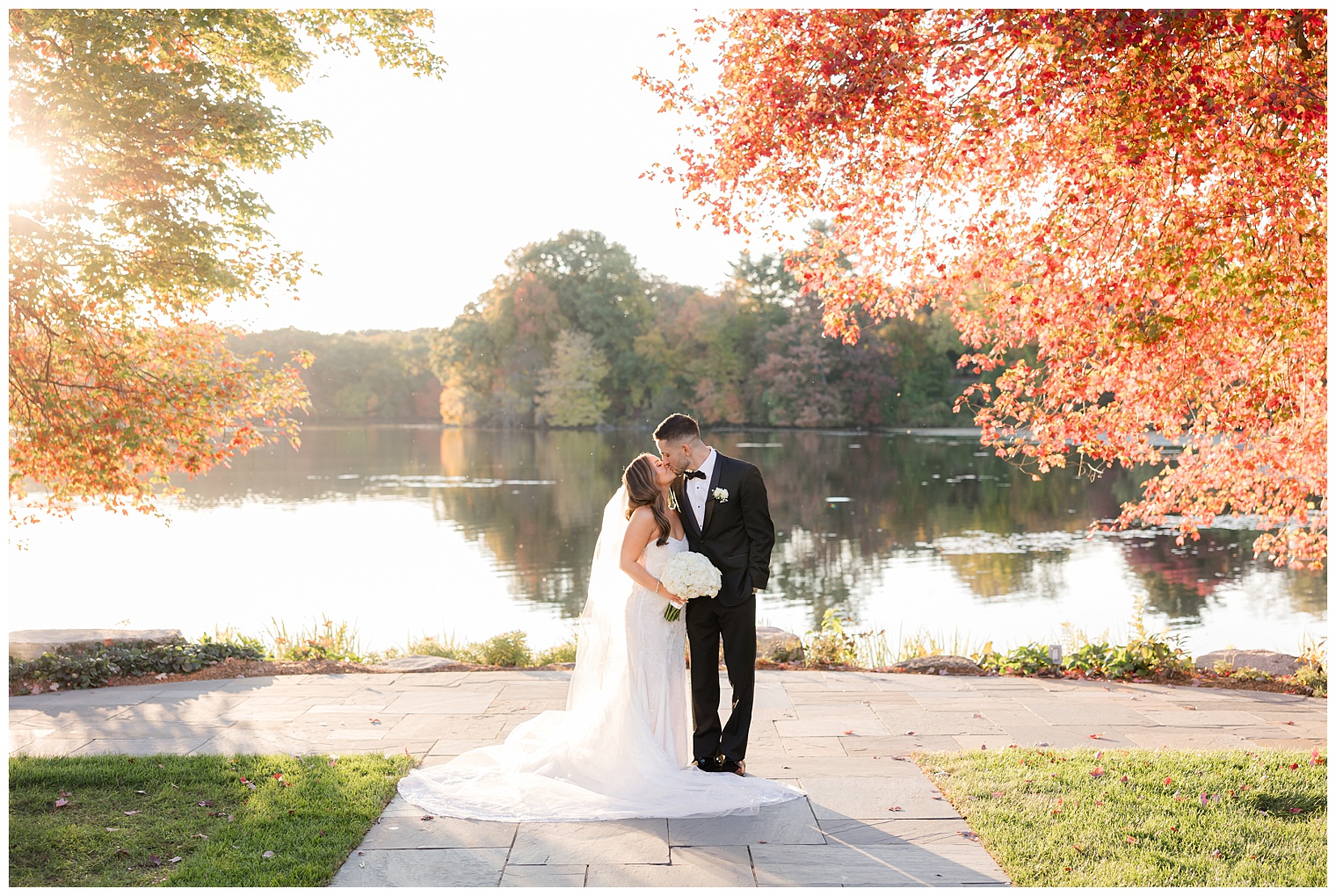 bride and groom kissing