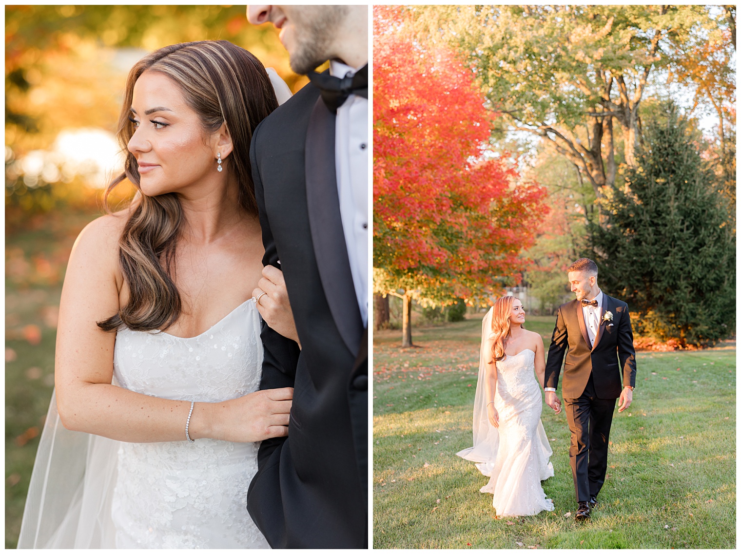 bride and groom walking