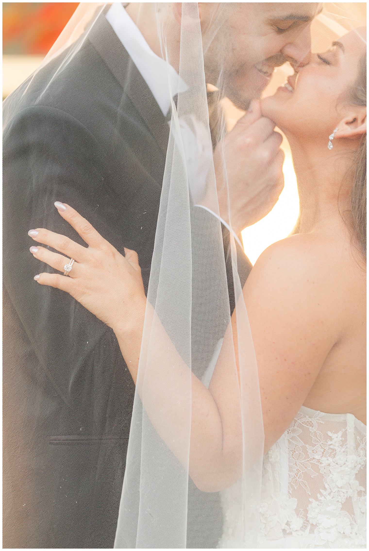 bride and groom kissing