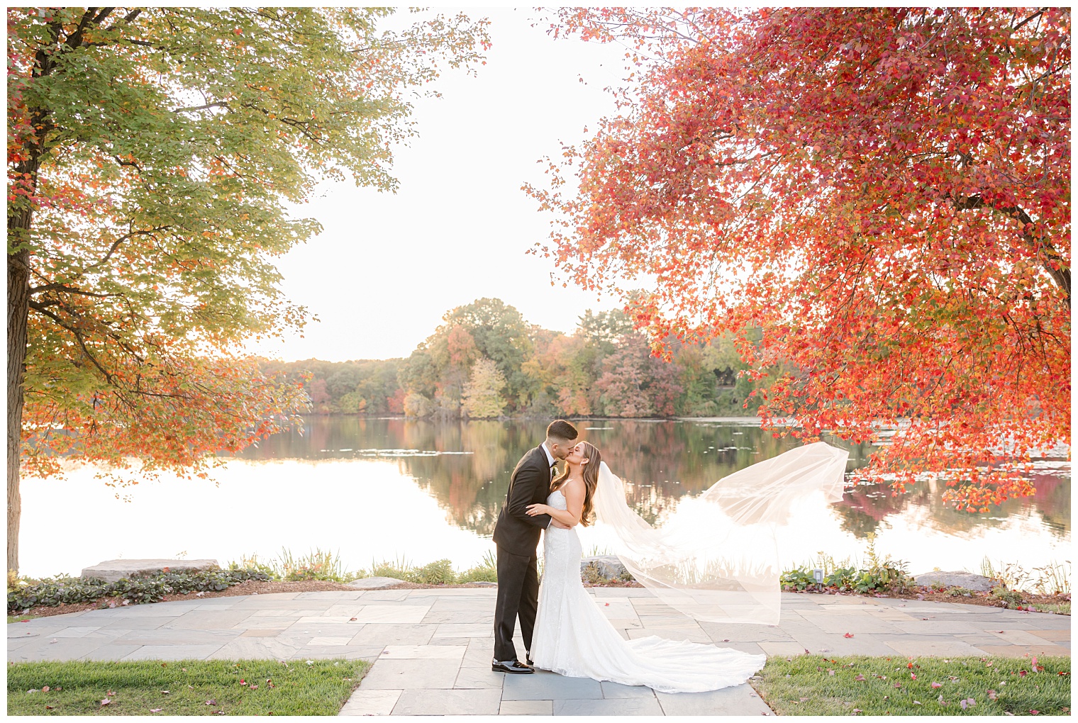 bride and groom kissing