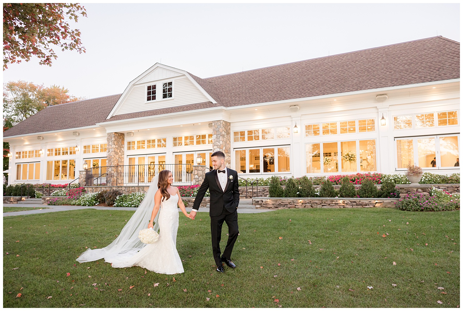 bride and groom walking
