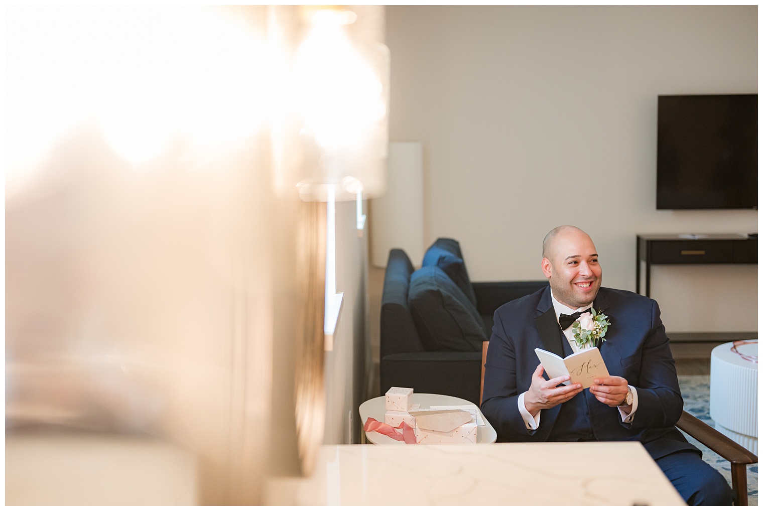 groom reading bride's vows