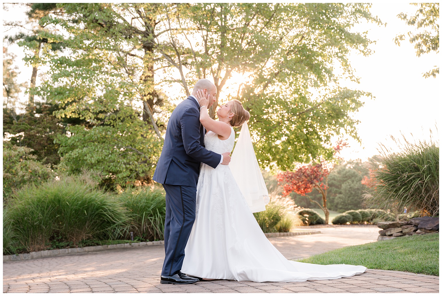 bride and groom kissing
