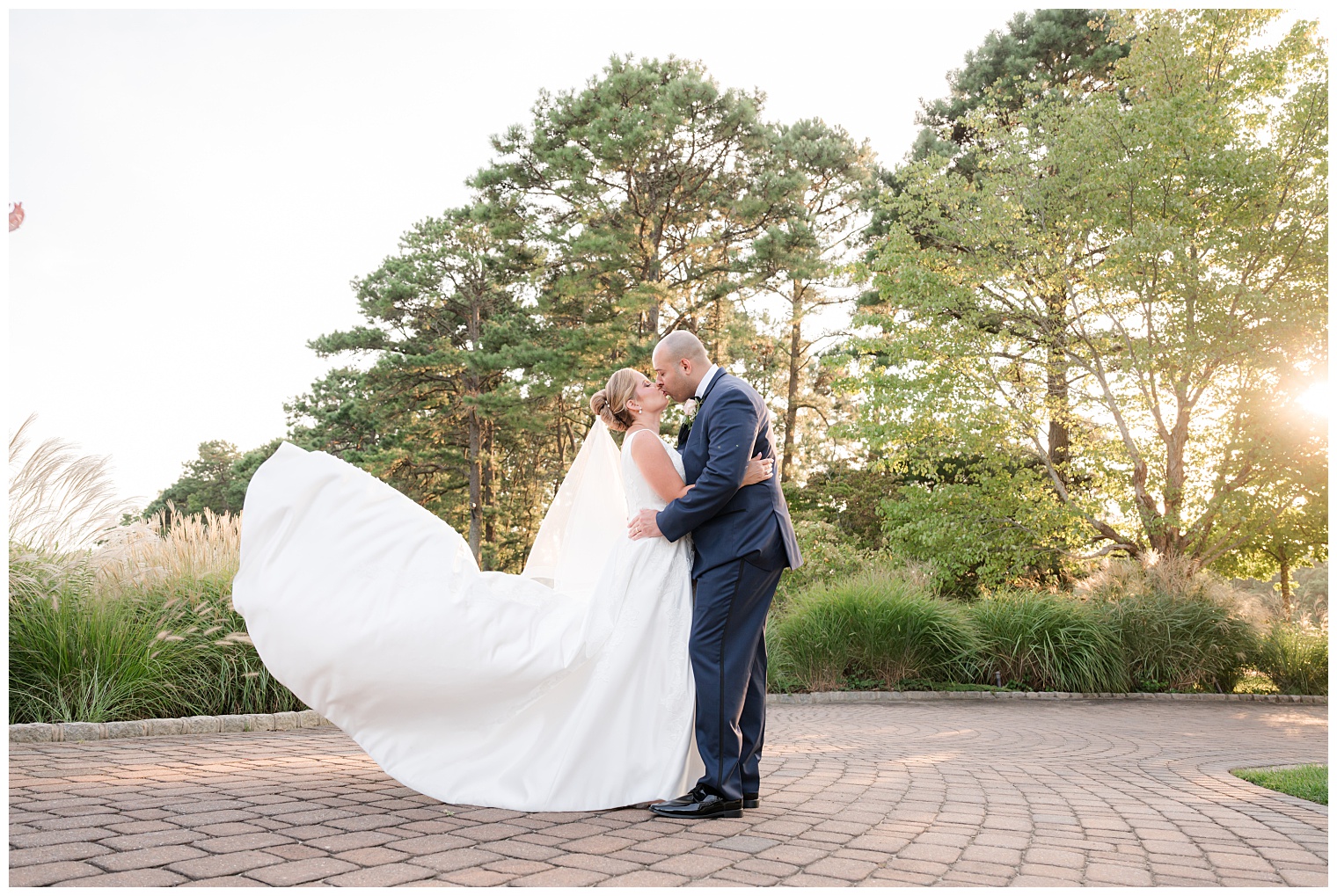 bride and groom kissing