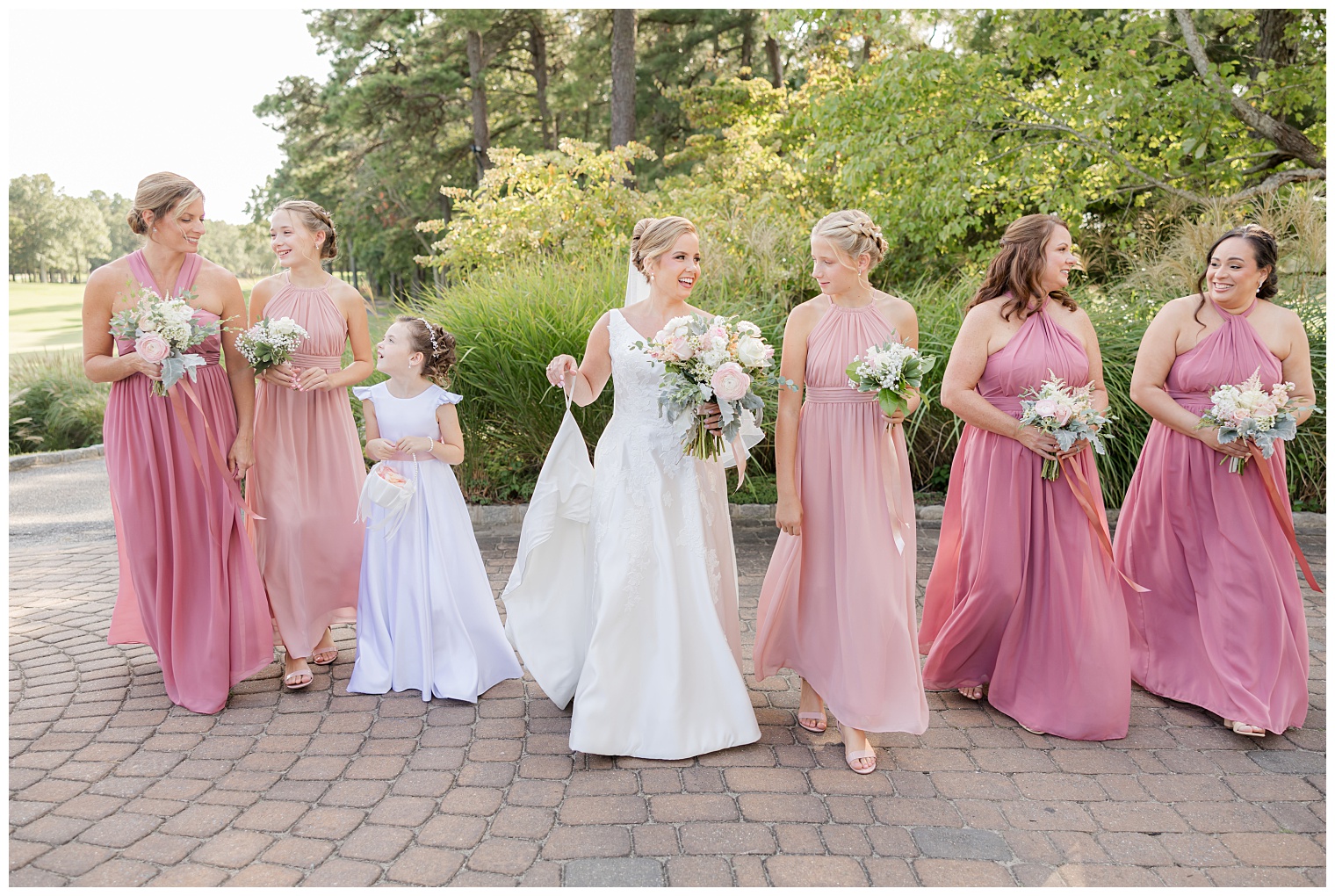 bride with her bridesmaids