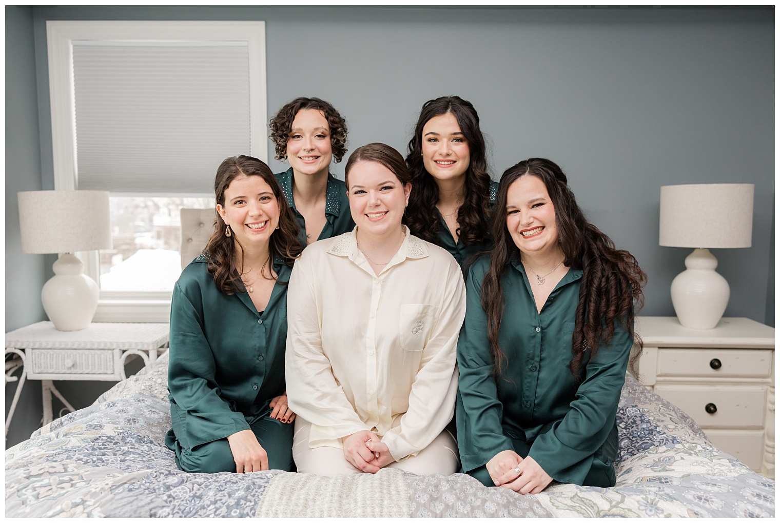 bride with her bridesmaids