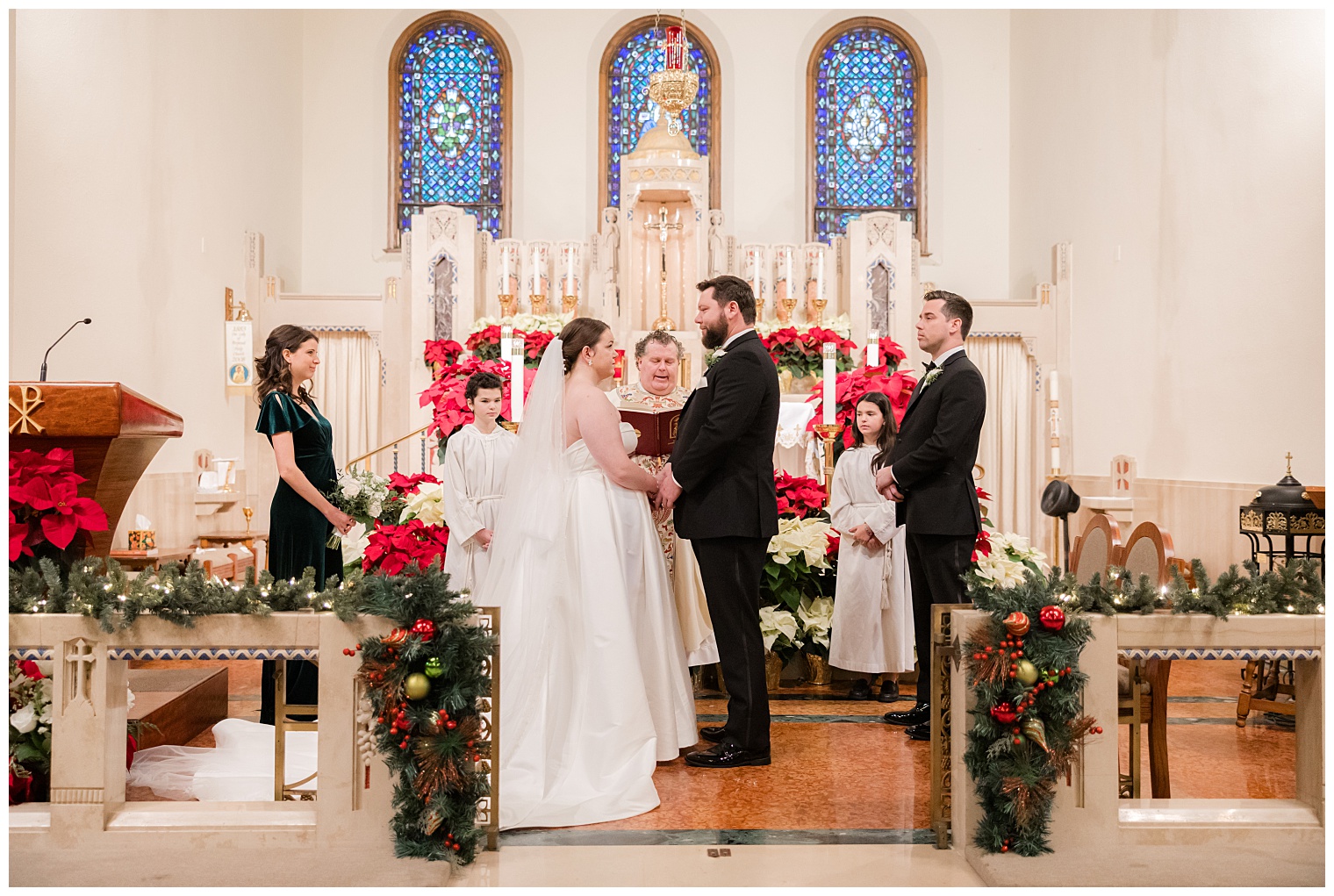 bride and groom holding hands
