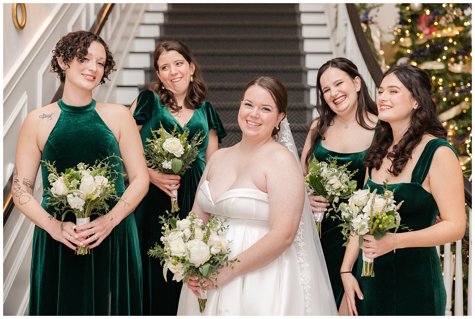 bride with her bridesmaids