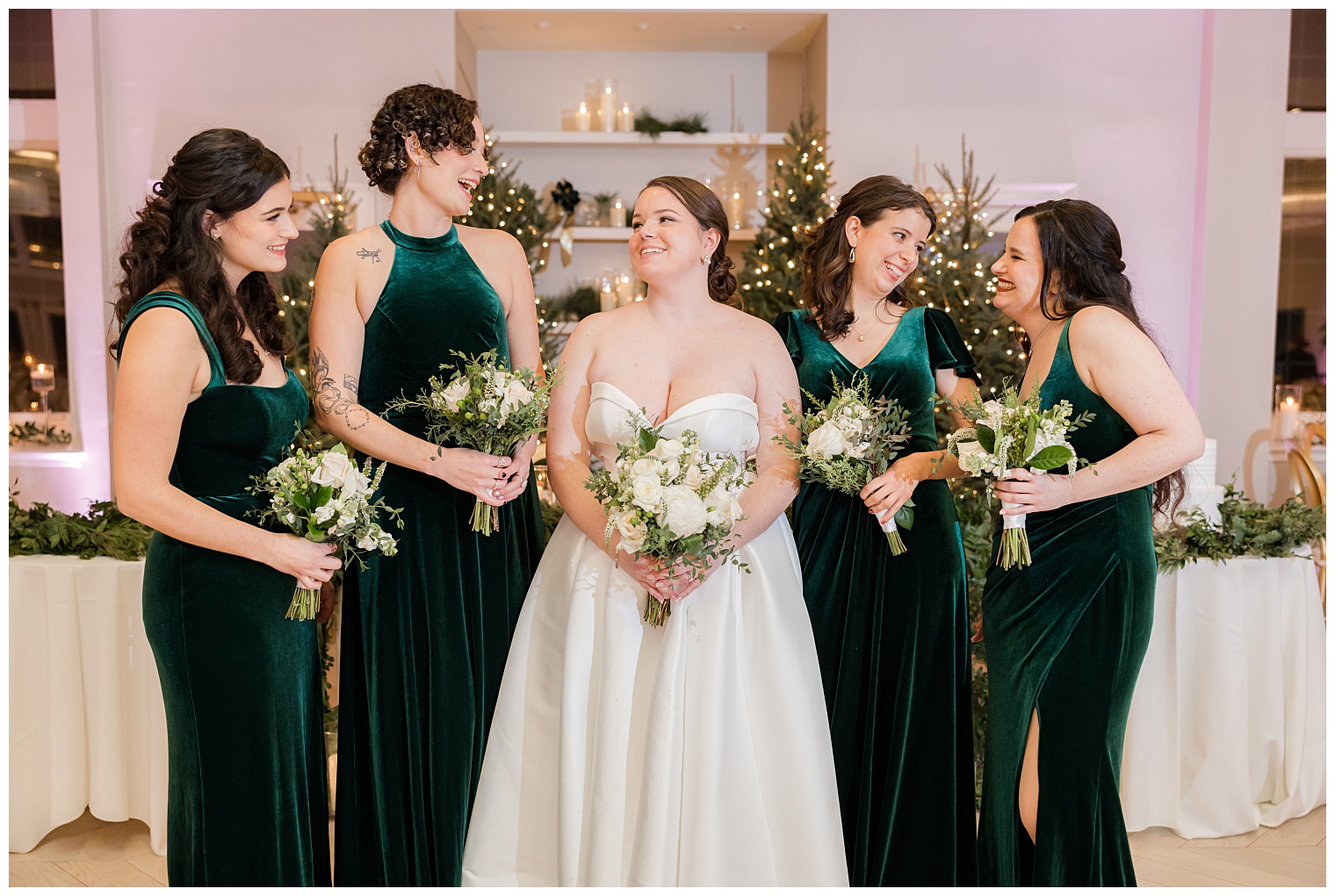 bride with her bridesmaids