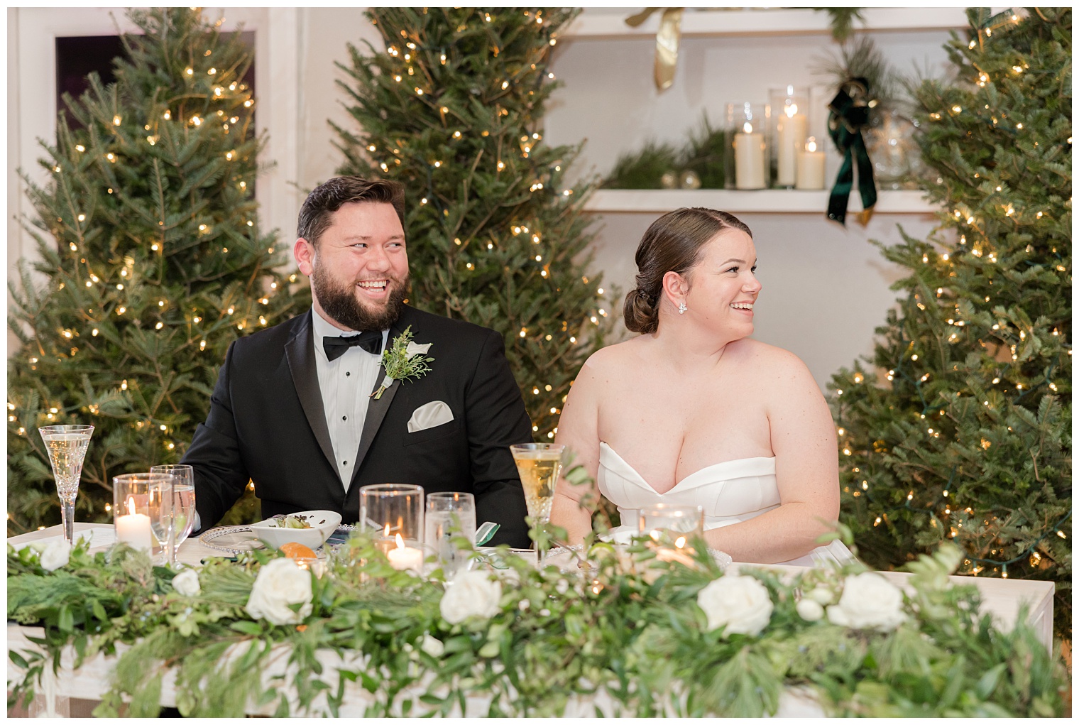 bride and groom at the sweetheart table