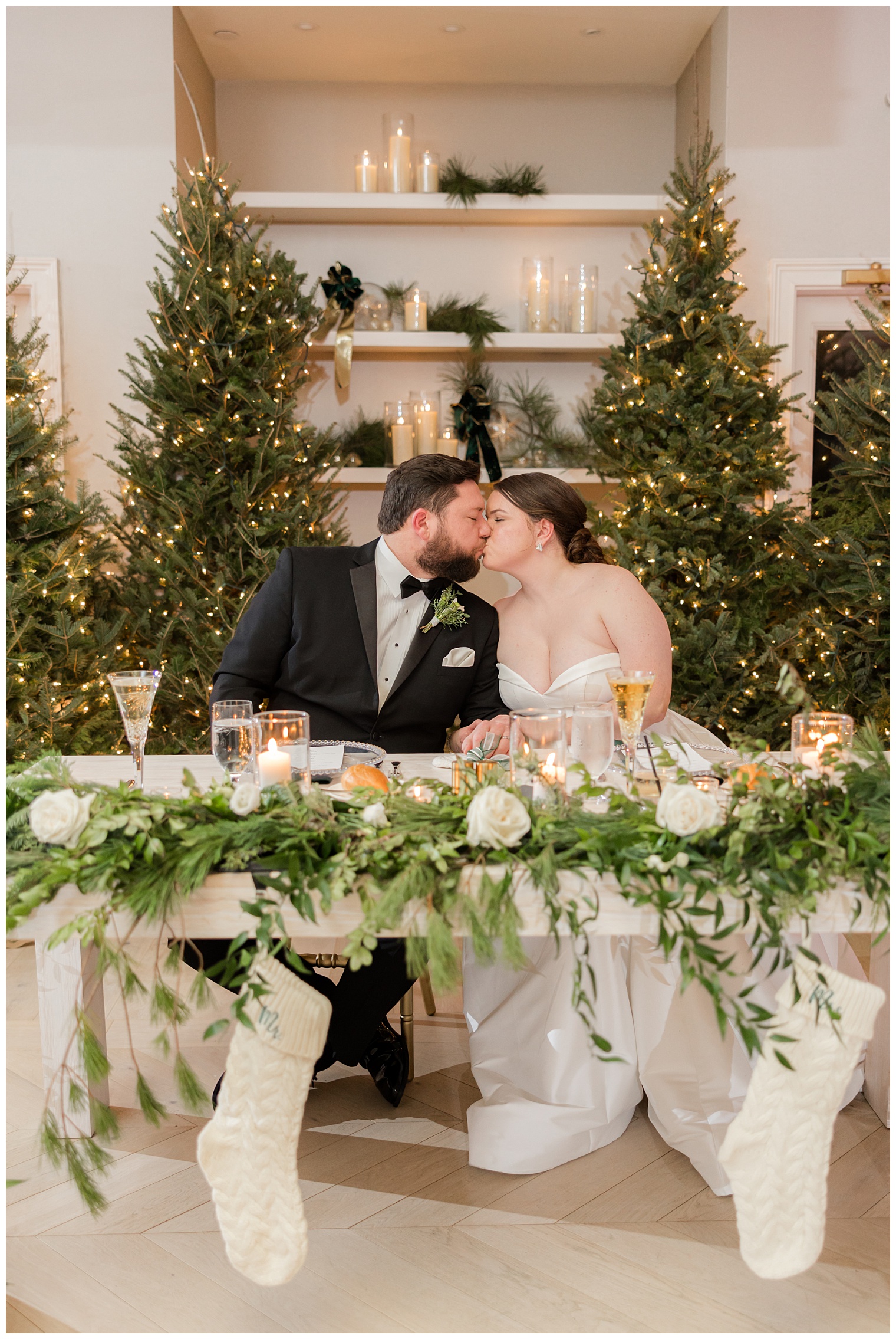 bride and groom at the sweetheart table