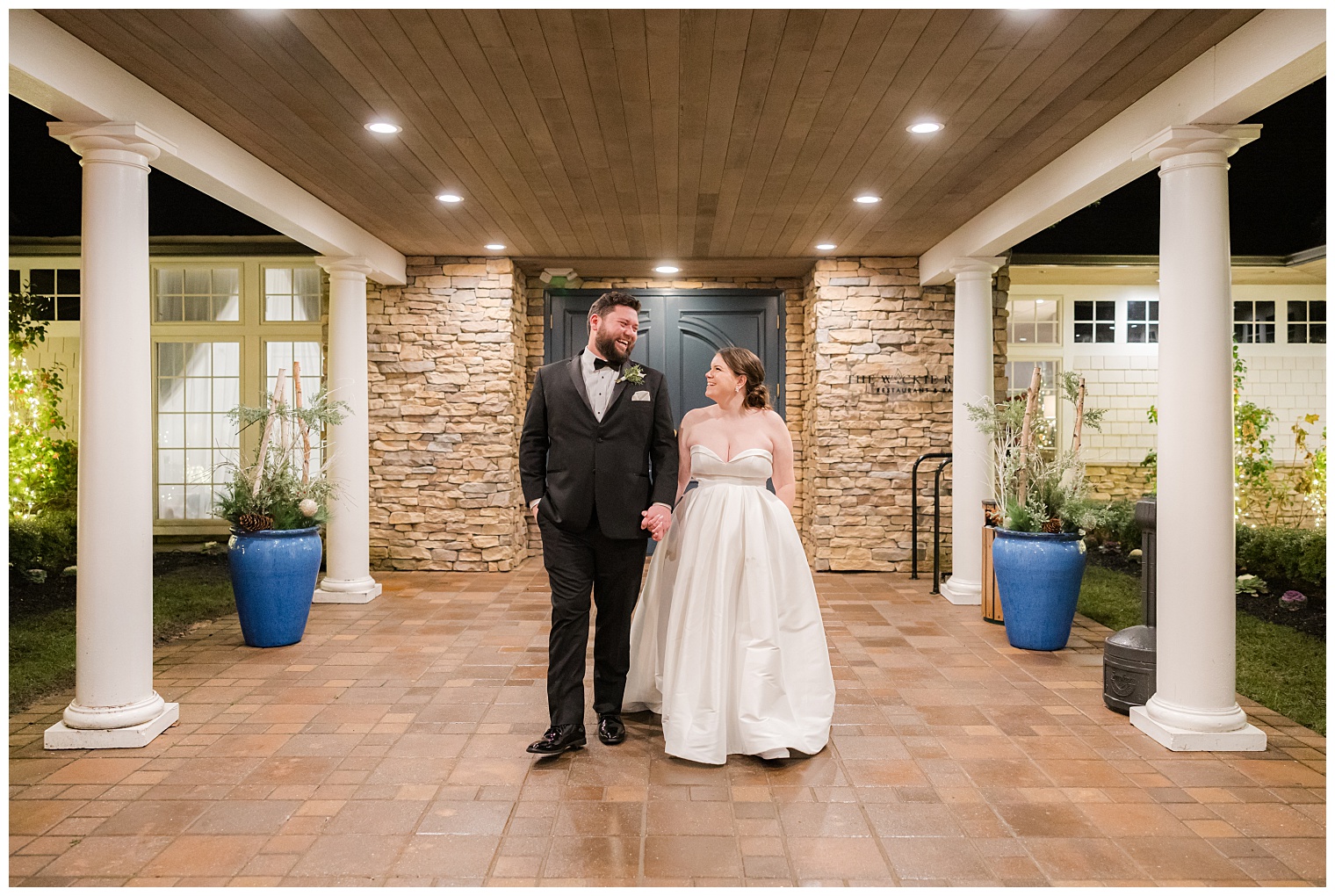 bride and groom walking