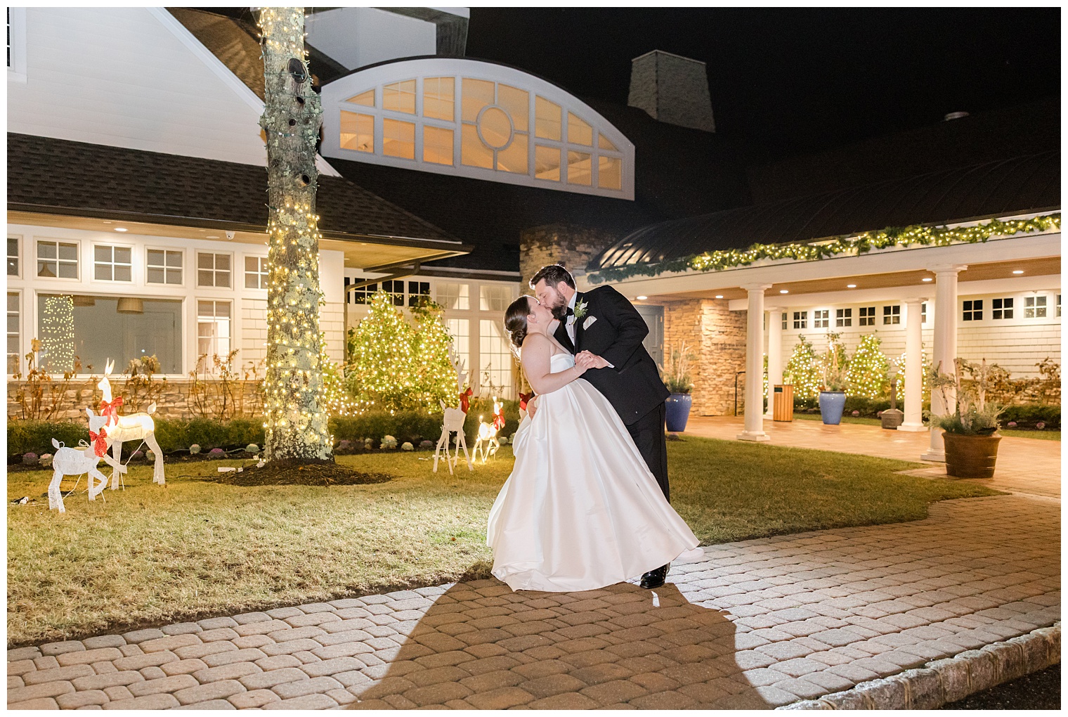 bride and groom kissing