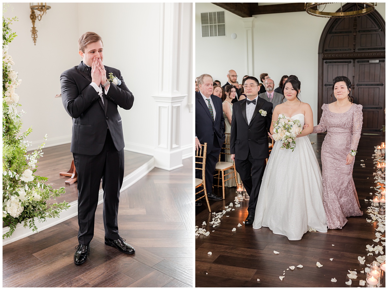 groom first look reaction