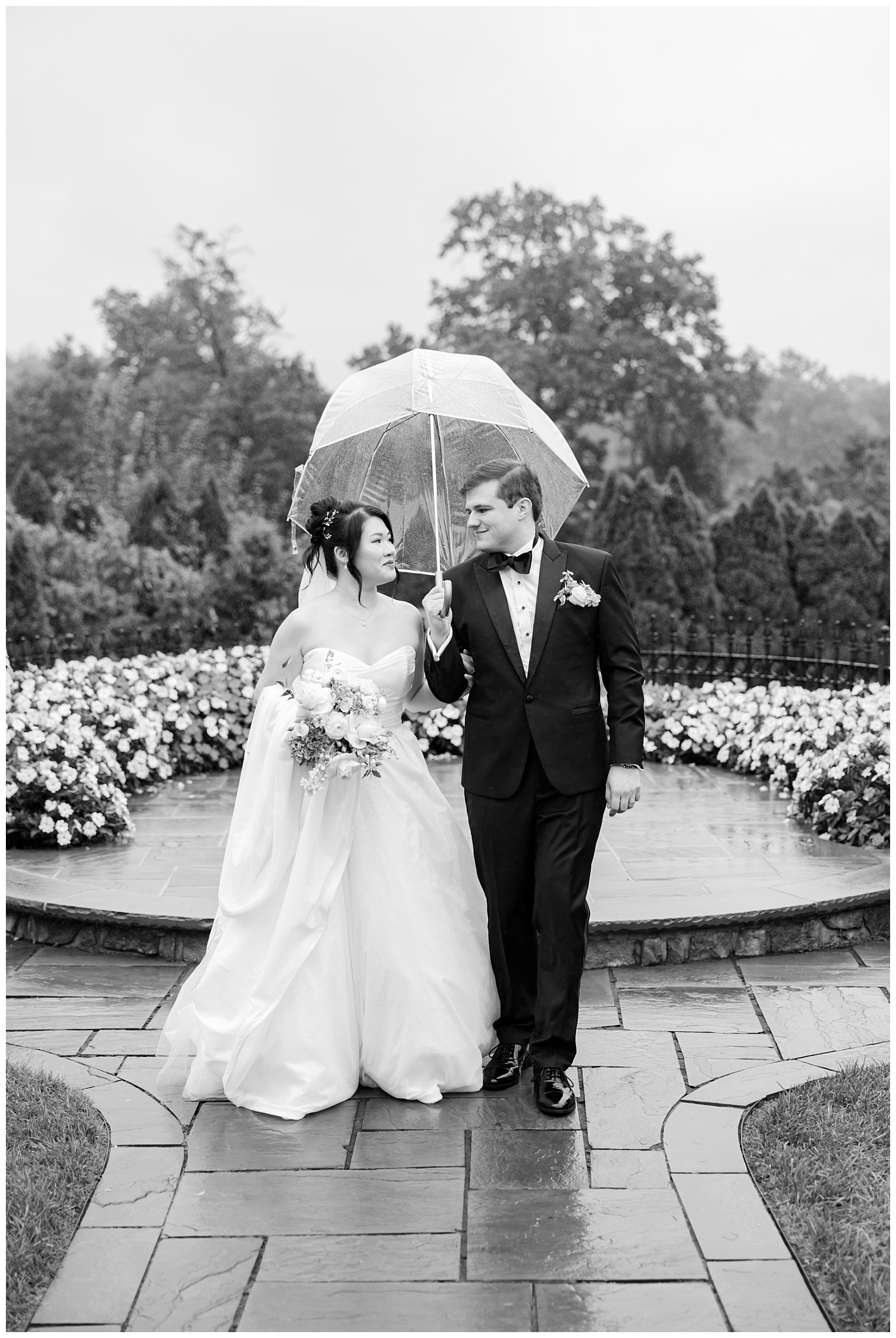 bride and groom walking