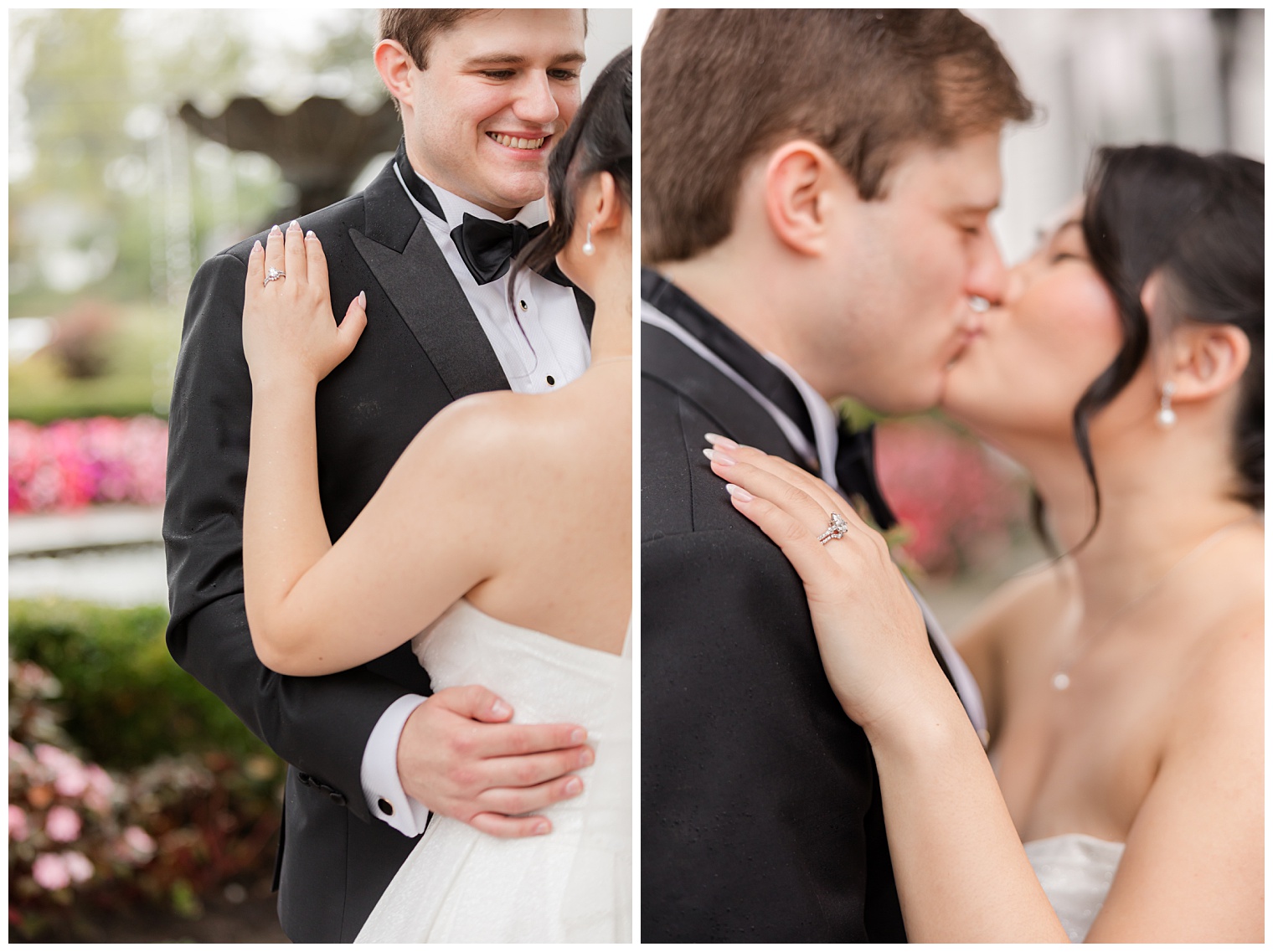 bride and groom kissing